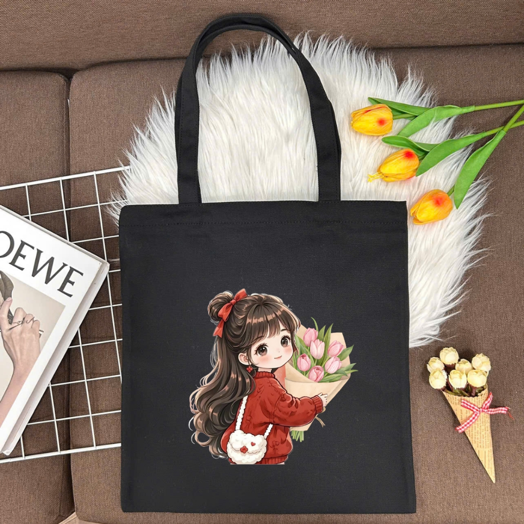 Túi tote vải canvas hình cô gái hottrend, đeo vai, có khoá kéo và ngăn phụ WE TEE - WTU04_thumbnail_18