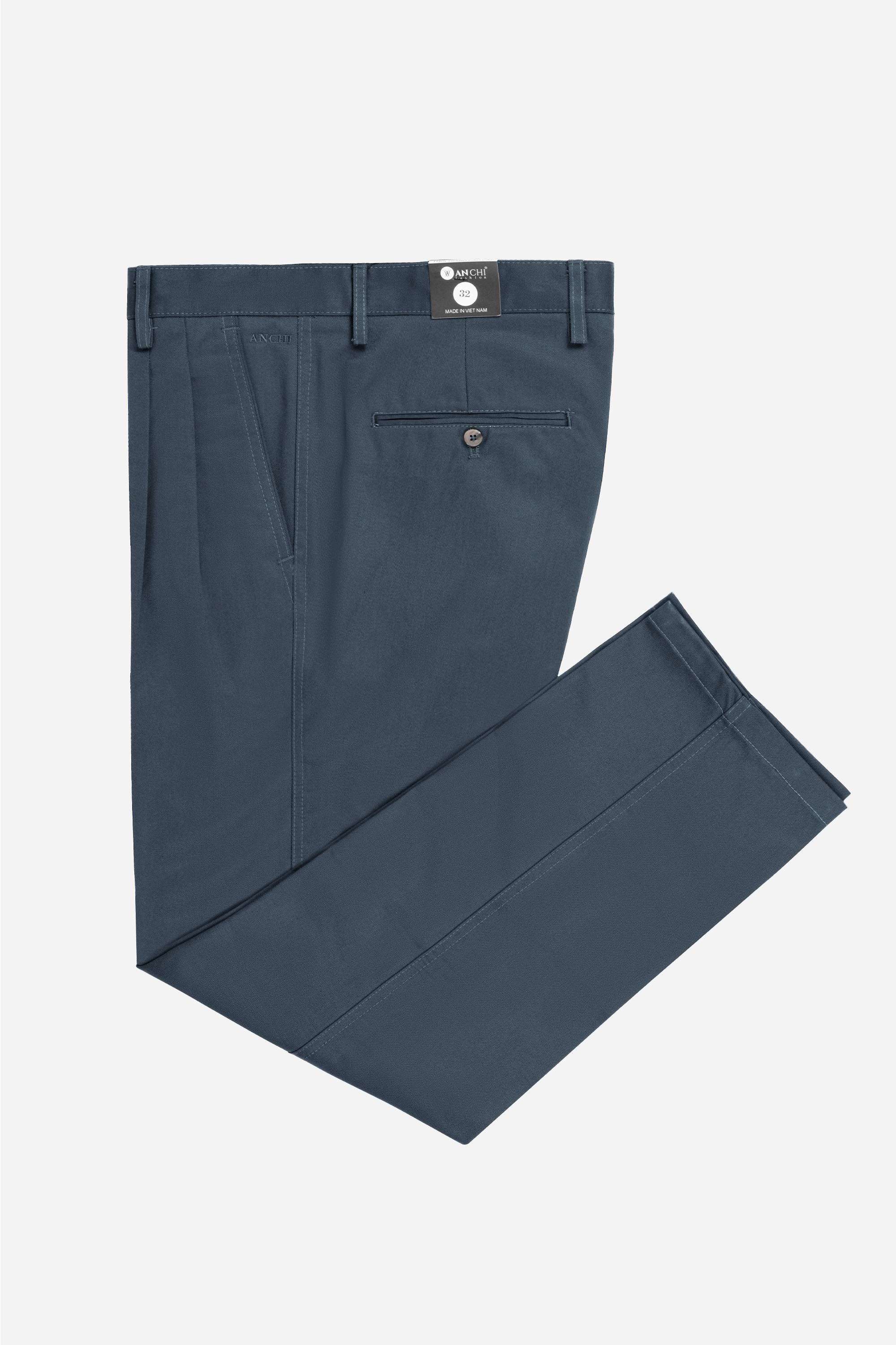 Quần Kaki Thô 2 Li Nam Trung Niên ANCHI Phom Suông Ống Rộng Màu Xám