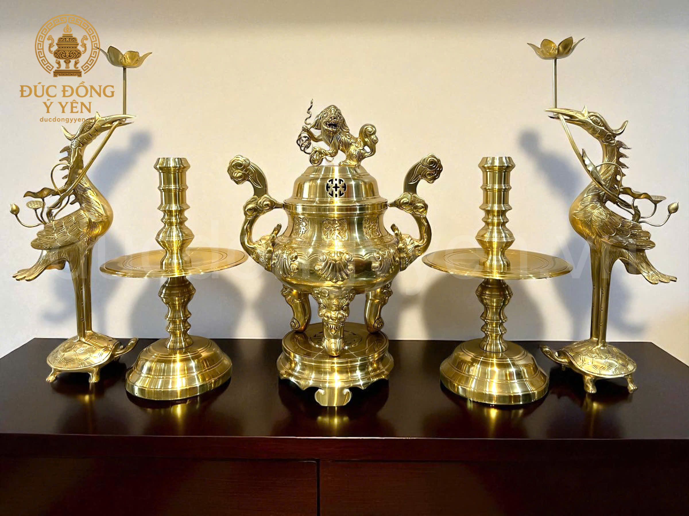 Bộ ngũ sự cao 60cm đồng vàng cát tút