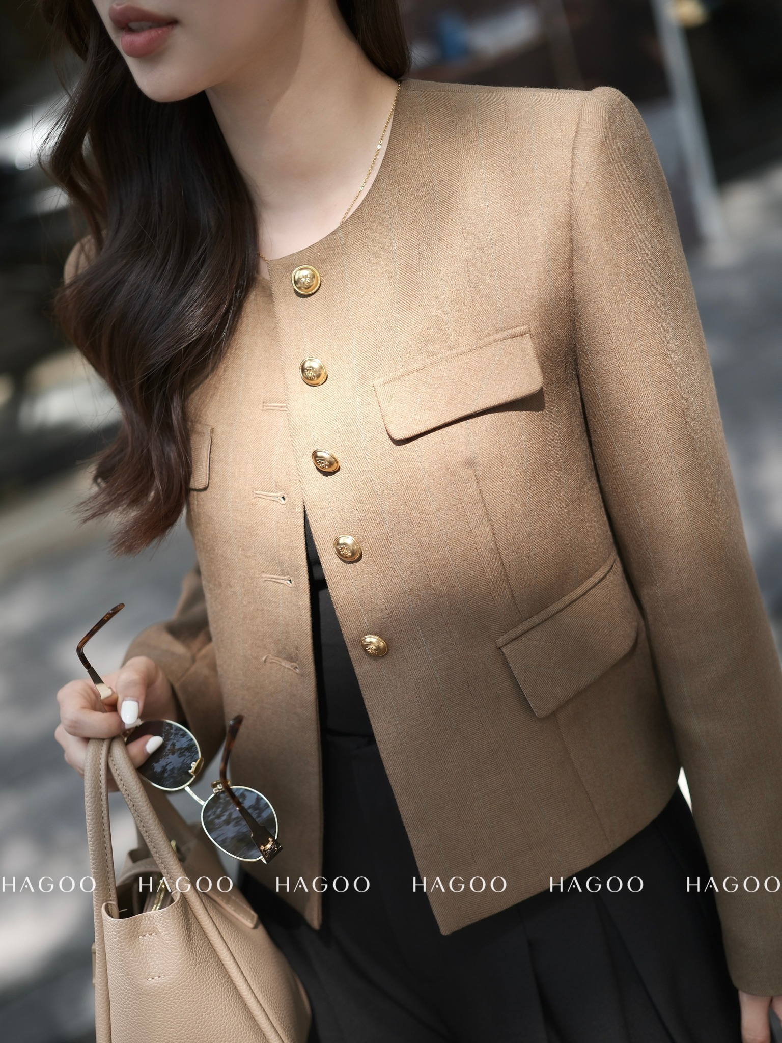 Áo Blazer cổ tròn khuy đồng_thumbnail_6