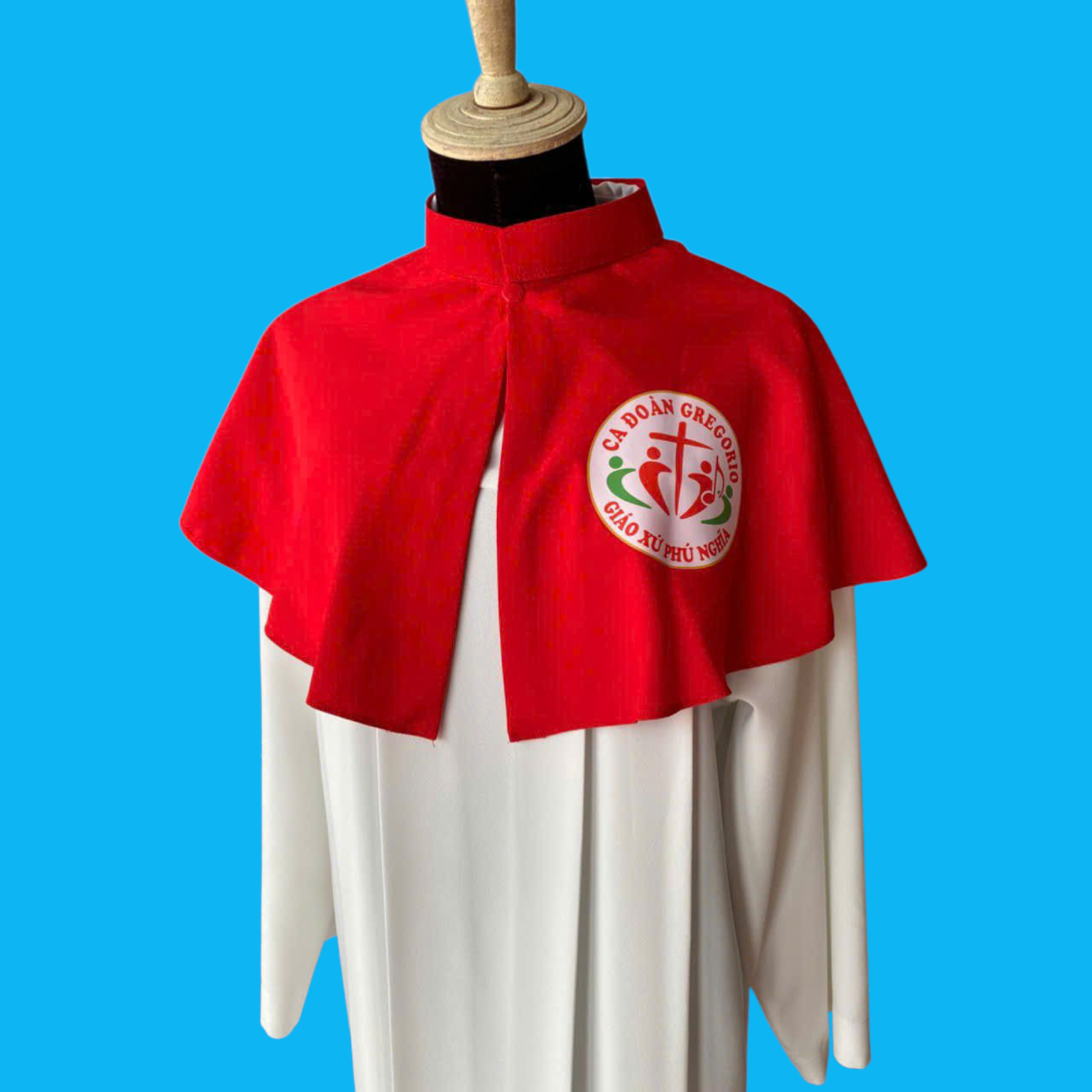 Yếm choàng ca đoàn màu đỏ in 2 mặt - Giáo xứ Phú Nghĩa