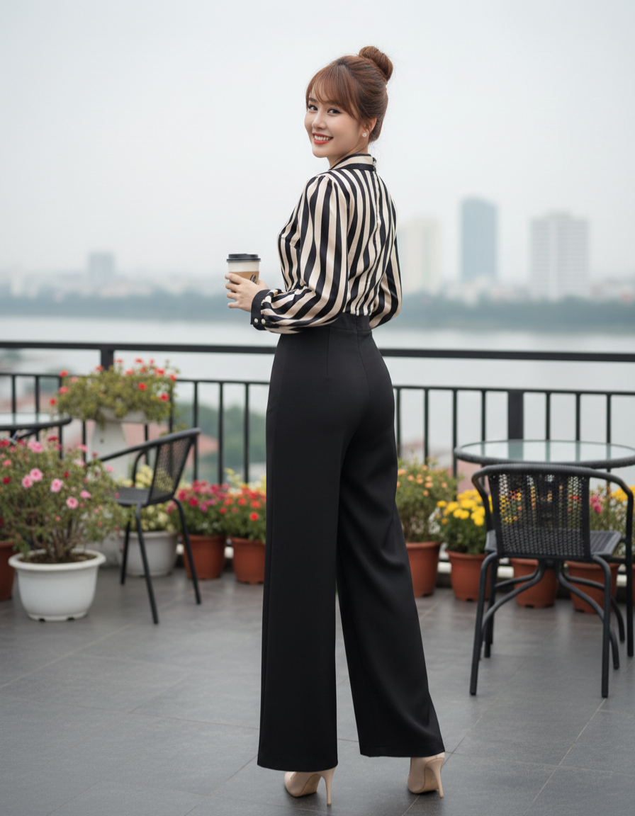 Jumpsuit tay dài thiết kế cổ V Phong cách thanh lịch_thumbnail_2