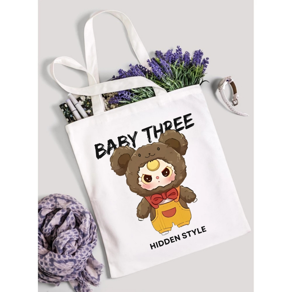 Túi tote Baby Three V3 - Túi Baby Three canvas 33x37cm có túi phụ đựng vừa A4, laptop - LOZA TOTE16_thumbnail_5