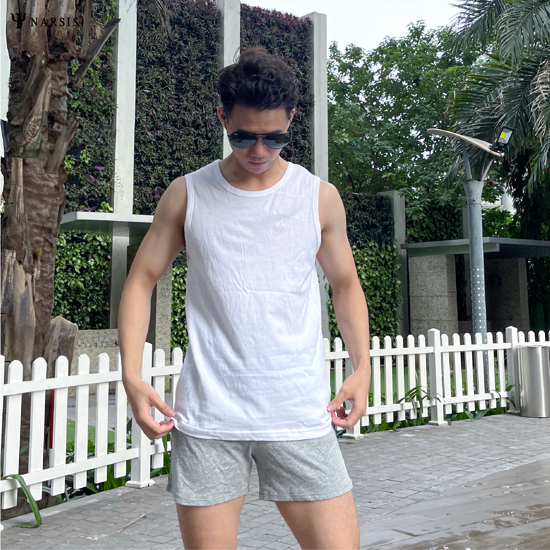 Quần đùi nam big size Narsis S24008 chất cotton, thiết kế thoáng khí, phù hợp mùa hè.