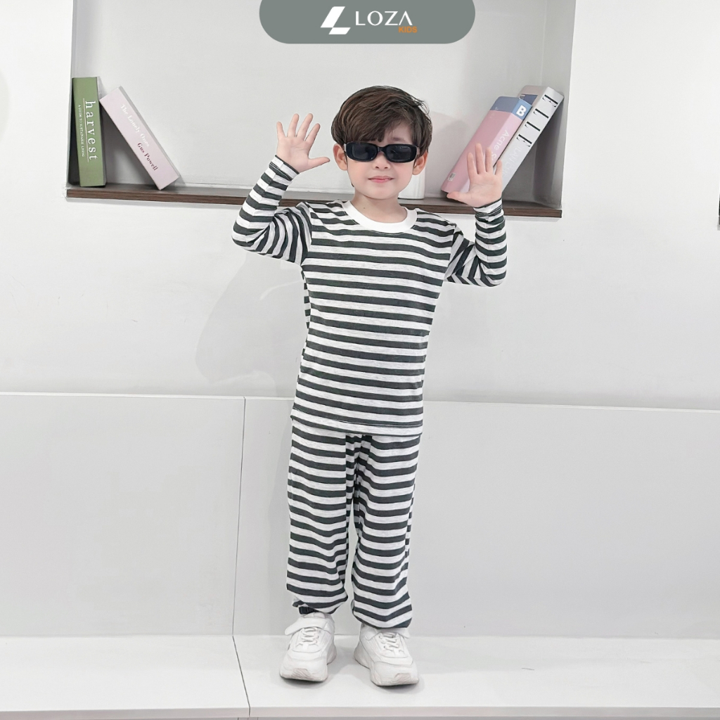 Bộ thun dài tay họa tiết kẻ ngang cho bé trai - Loza Kids TK001_thumbnail_4