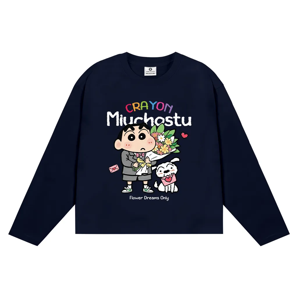 Áo thun boxy tay dài hoạt hình đáng yêu Miucho vải thoáng mát cổ tròn in mix 2957_thumbnail_10