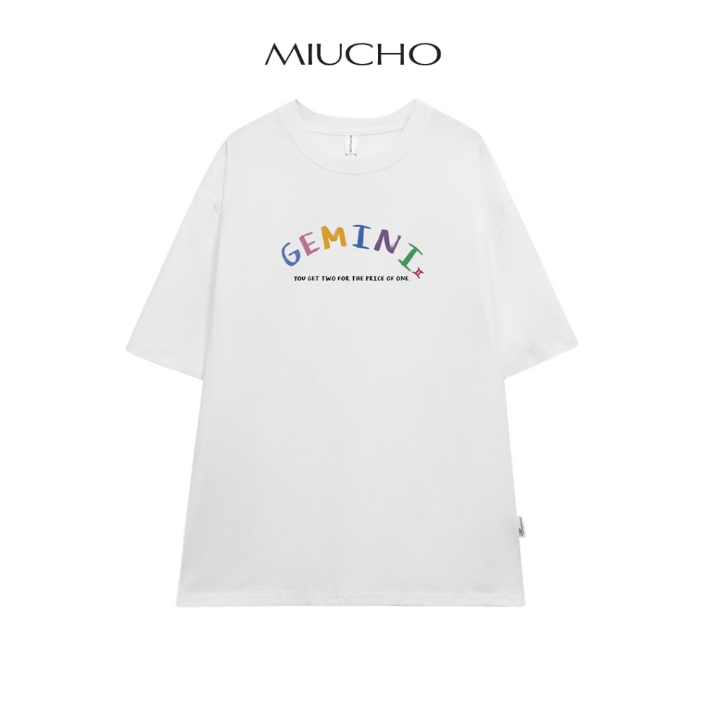 Áo thun nữ form rộng ATD374 cung hoàng đạo Song Tử GEMINI Miucho cotton cổ tròn in typography_thumbnail_1