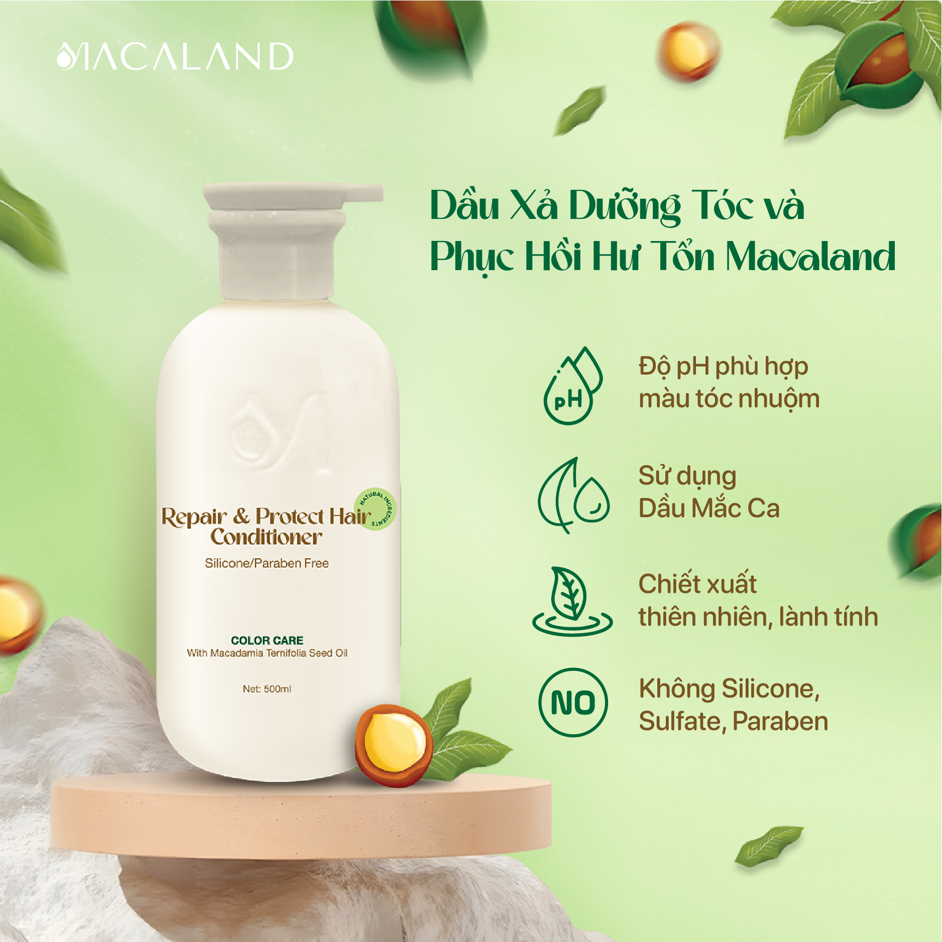 Combo Dầu gội cho tóc nhuộm và Dầu xả giữ màu MACALAND 500ml dưỡng tóc mềm mượt chắc khỏe, phục hồi hư tổn_thumbnail_6