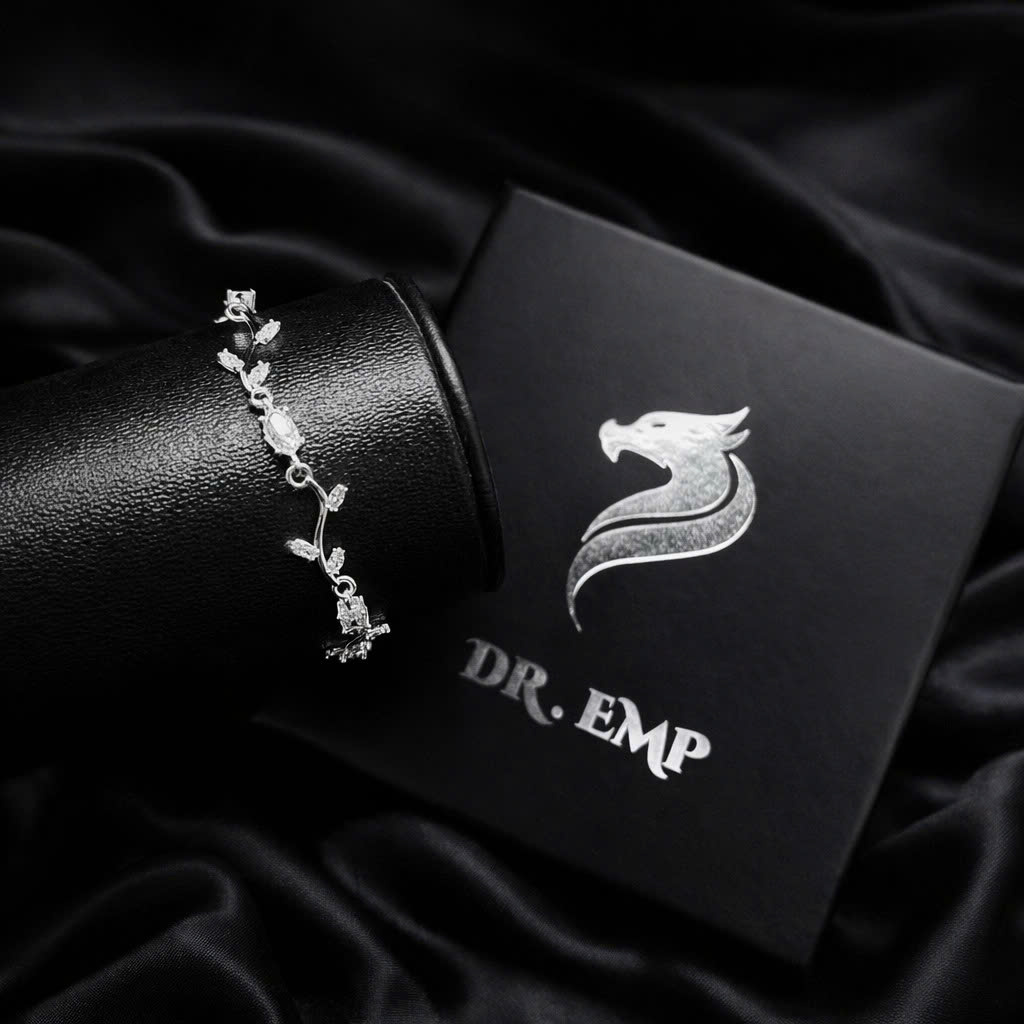 Vòng tay bạc xi kim hoa tulip kim cương đá trắng