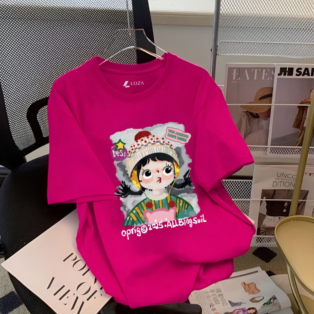 [Form Rộng] Áo thun nữ in dáng rộng hình 'Bé Gái' - 𝐋𝐎𝐙𝐀 RT8262_thumbnail_1