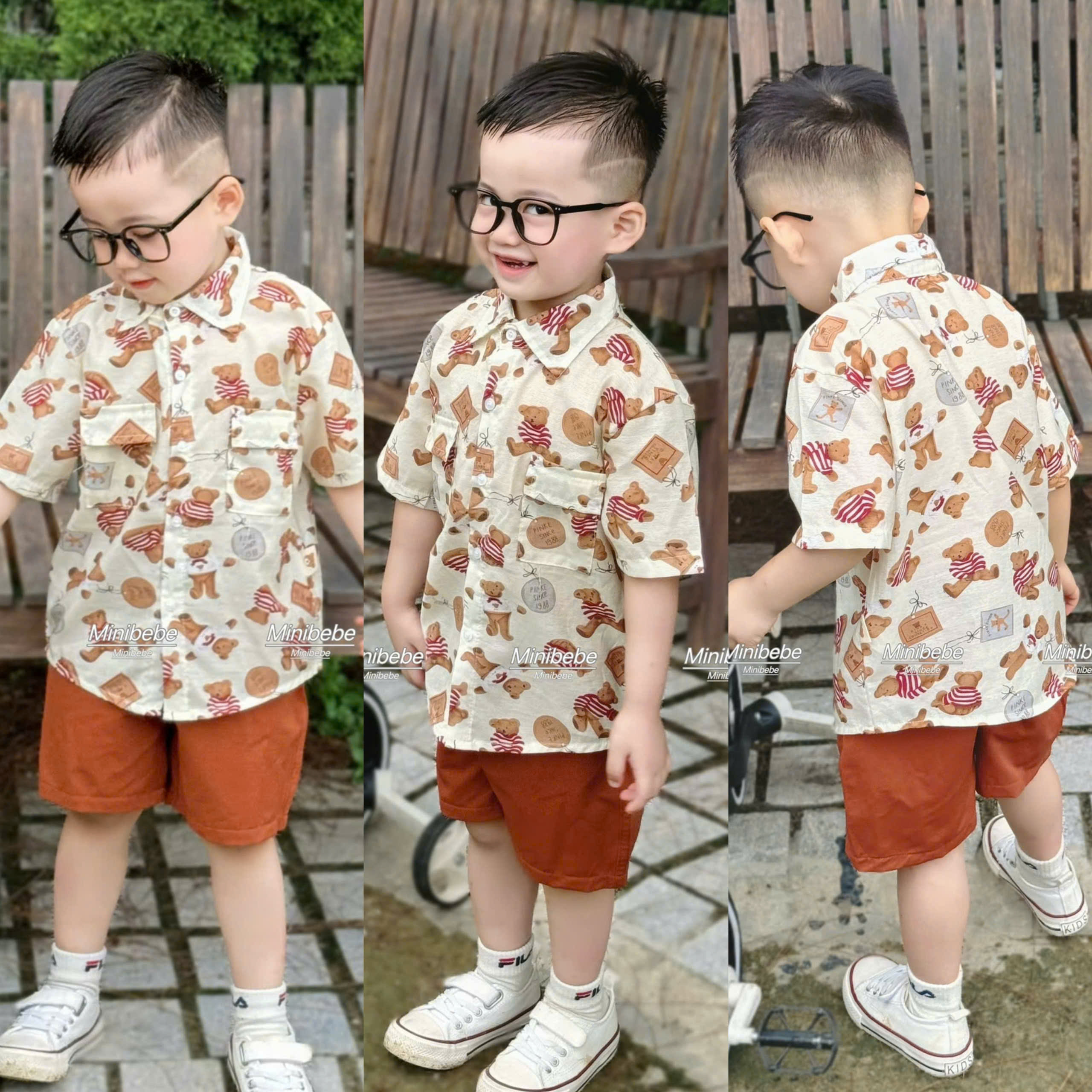 R48 BỘ SƠ MI GẤU ÁO SỌC ĐỎ TRẮNG- A108.299