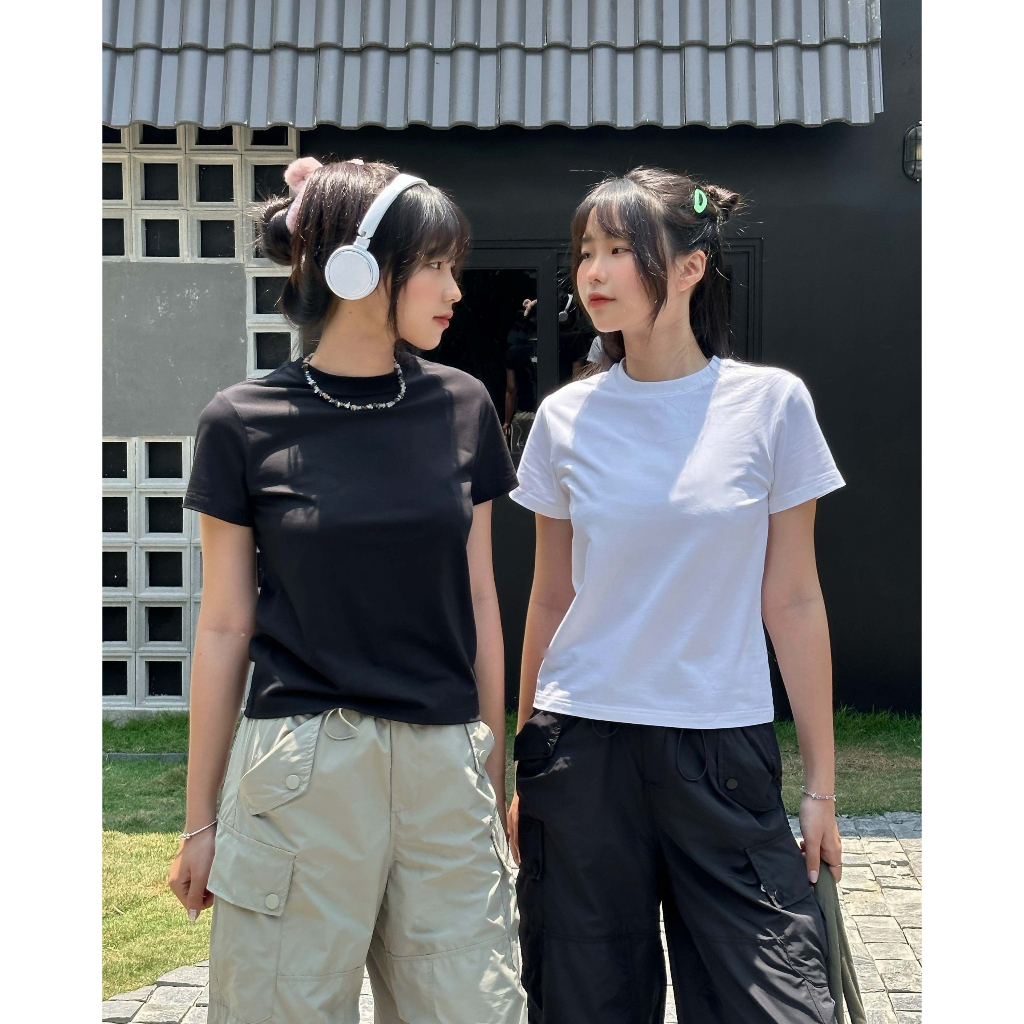 Áo thun baby tee trơn ABT01 Miucho vải cotton cổ tròn in basic_thumbnail_2