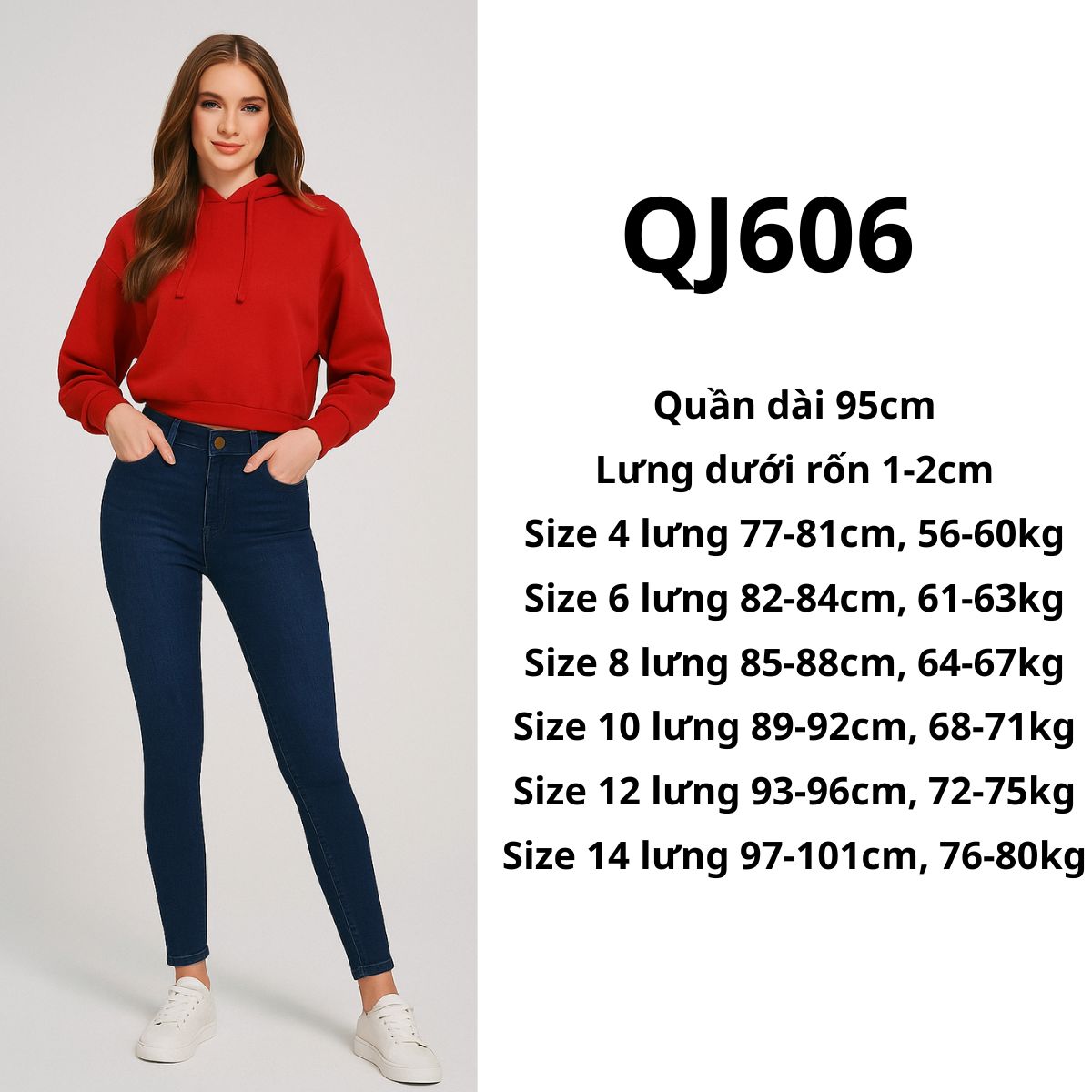 QJ606 Quần jeans ống ôm đậm