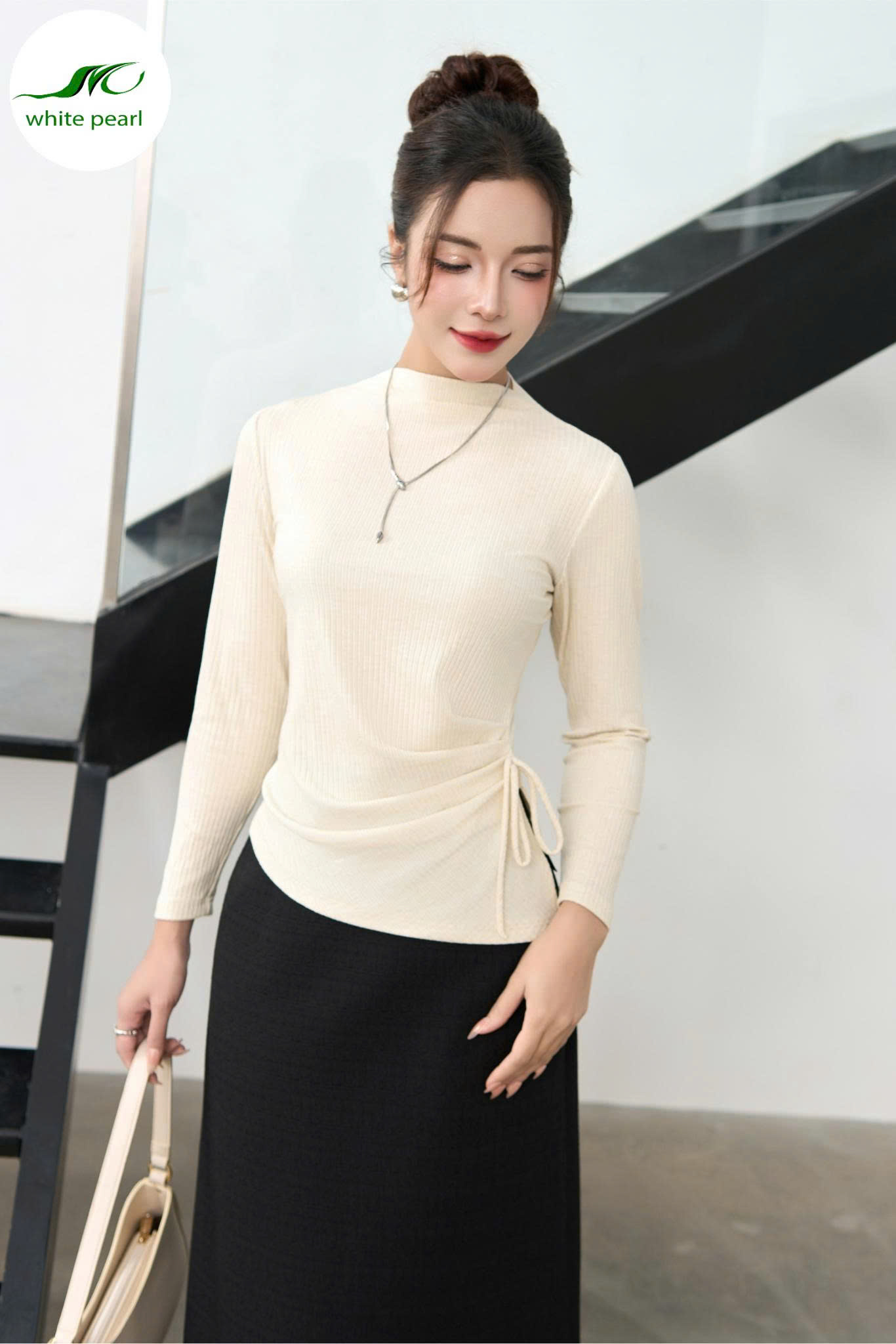 Áo thun dún eo Thời Trang Công Sở Nữ White Pearl_thumbnail_1