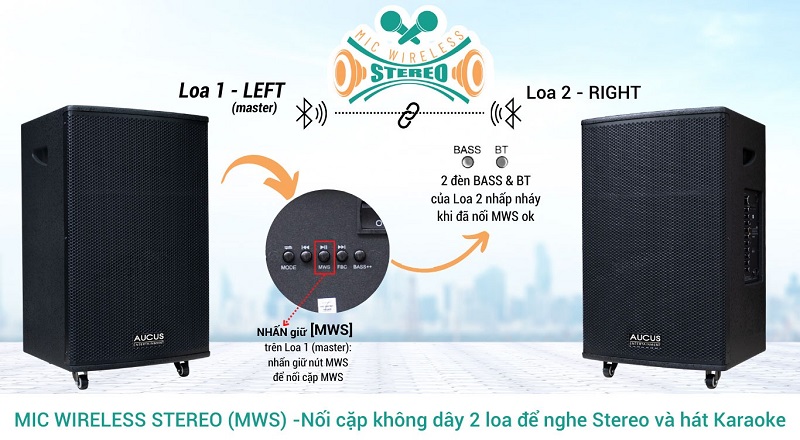 loa karaoke di động acnos aucus ak800 với công nghệ ghép đôi 2 loa