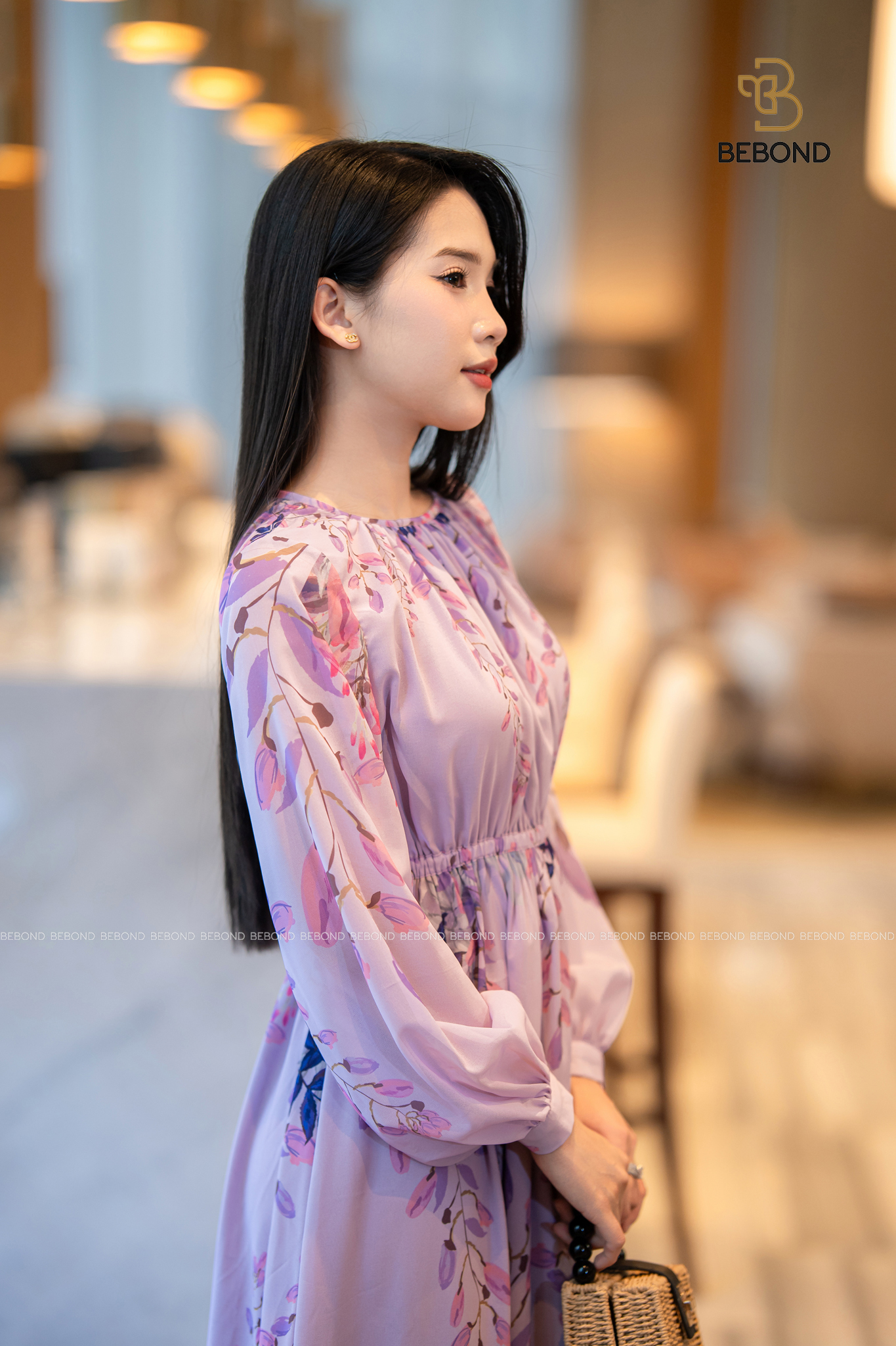 Đầm LOVIE họa tiết phối kiểu màu HOA TÍM_thumbnail_5