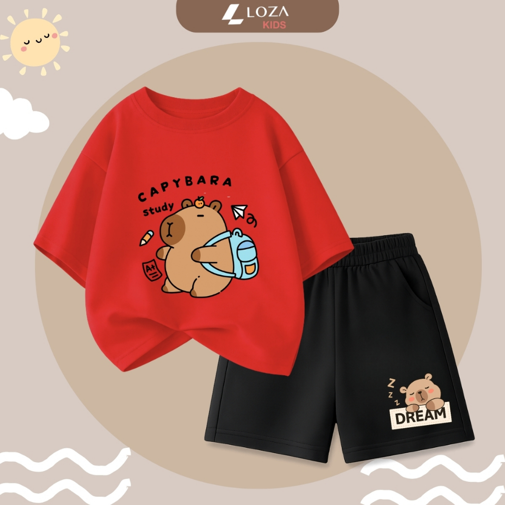 Set bộ bé trai, bé gái hình capybara đeo cặp - Loza Kids SB483_thumbnail_4