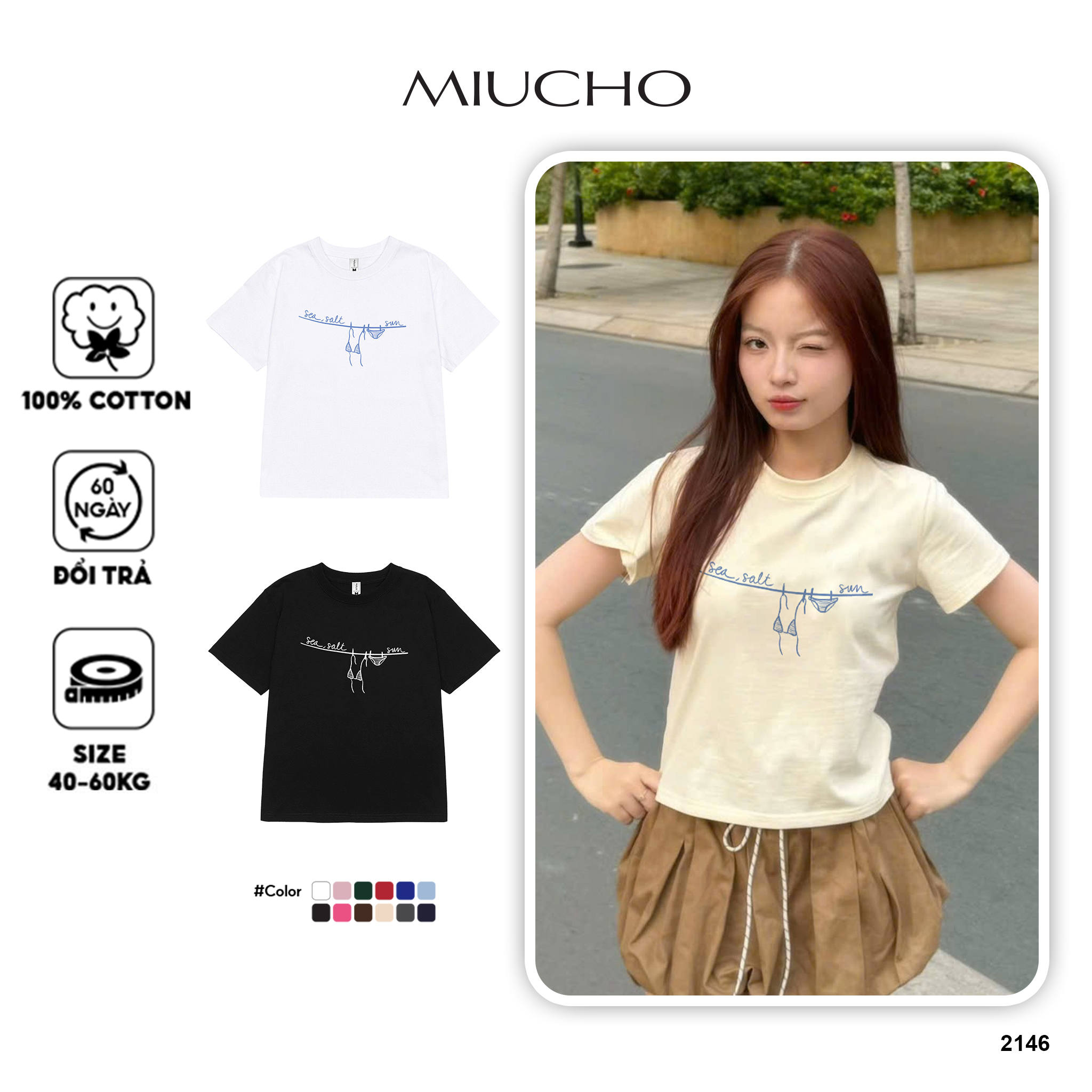 Áo baby tee ôm body hè biển 2146 Miucho cổ tròn vải cotton 4c thoáng mát in mix_thumbnail_1