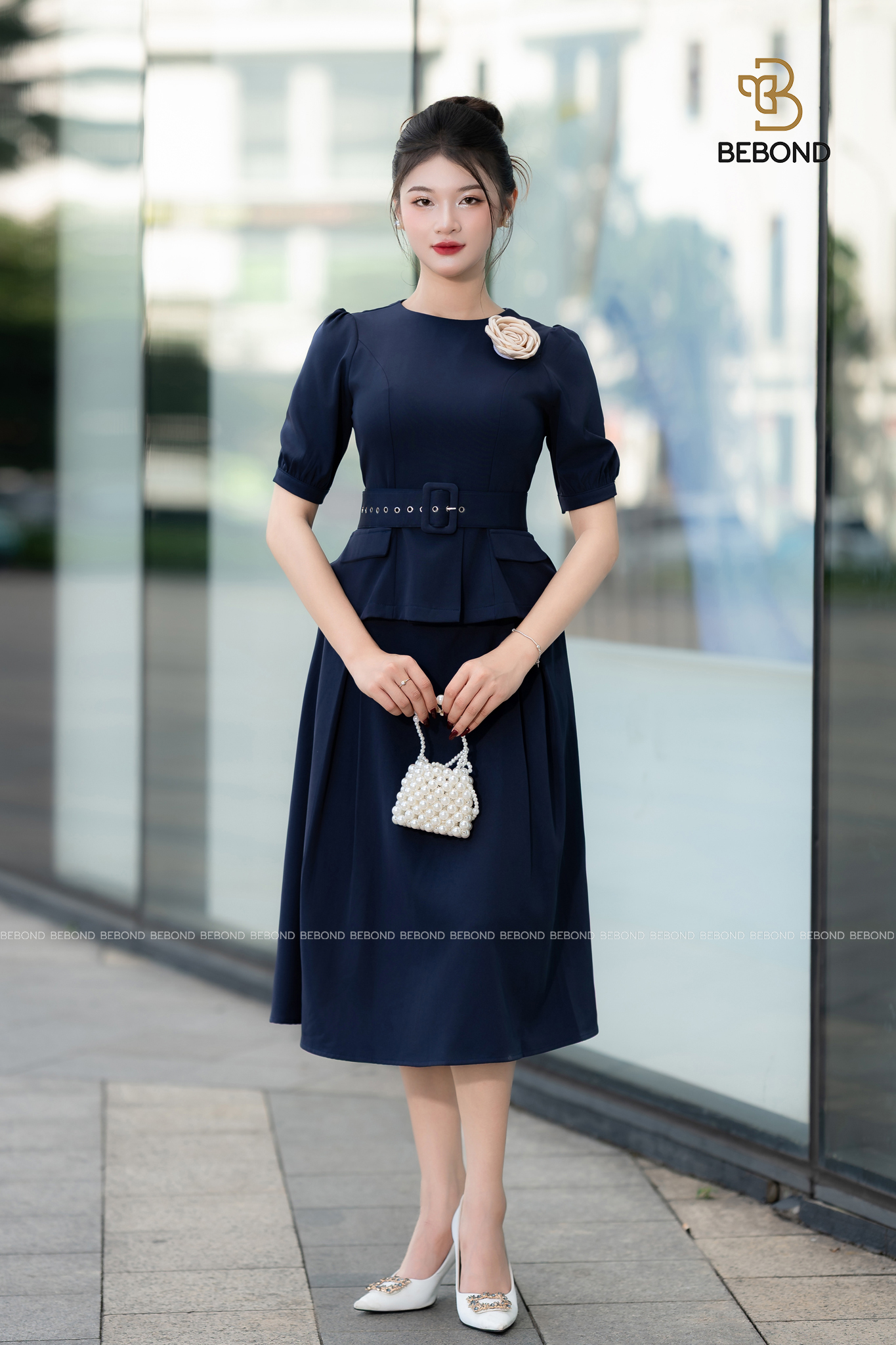 SET vest tay phồng TRISTAN màu XANH THAN