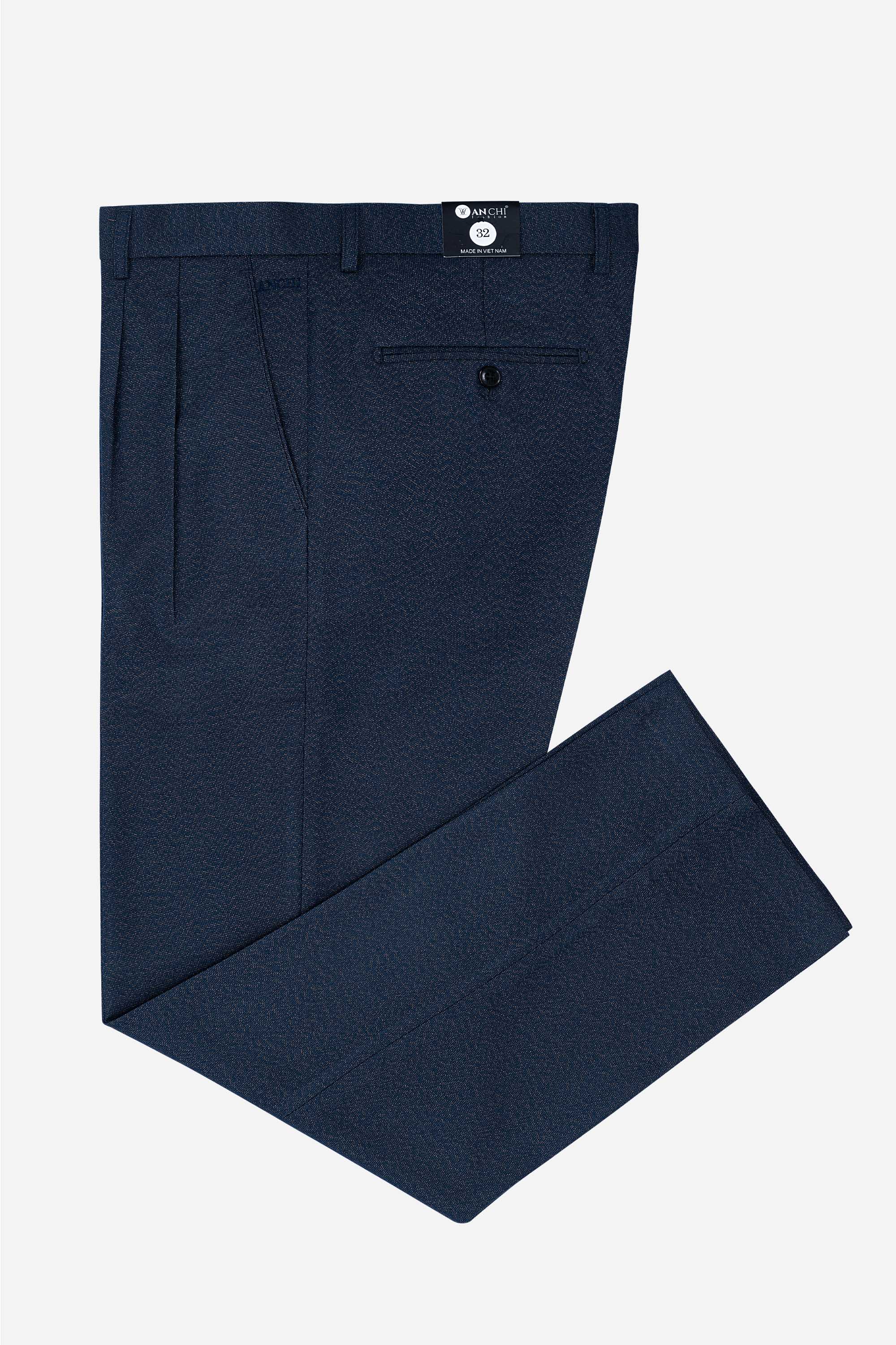 Quần Âu 2 Li Nam Trung Niên ANCHI Vải Đốm Cao Cấp Phom Suông Ống Rộng Màu Cổ Vịt