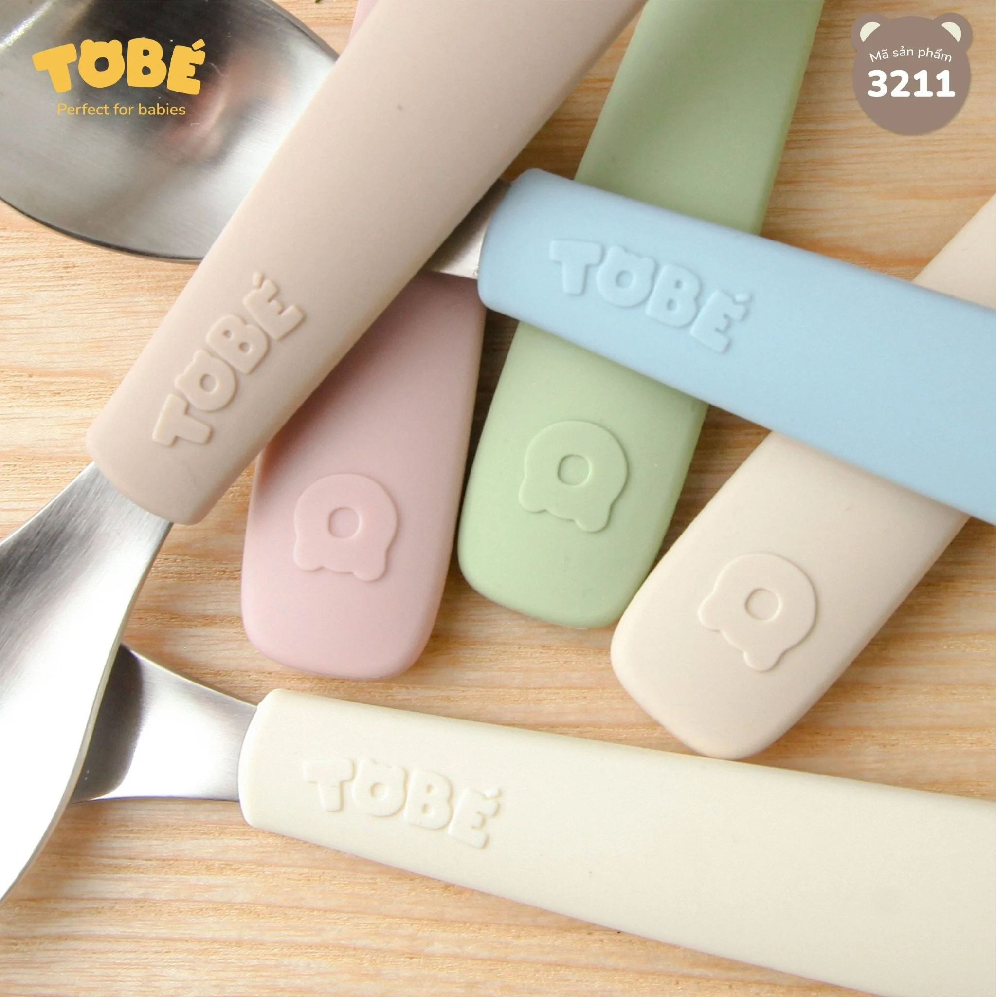 Bộ 3 thìa dĩa ăn dặm Eco Silicon (Pink, Milk White)_thumbnail_1