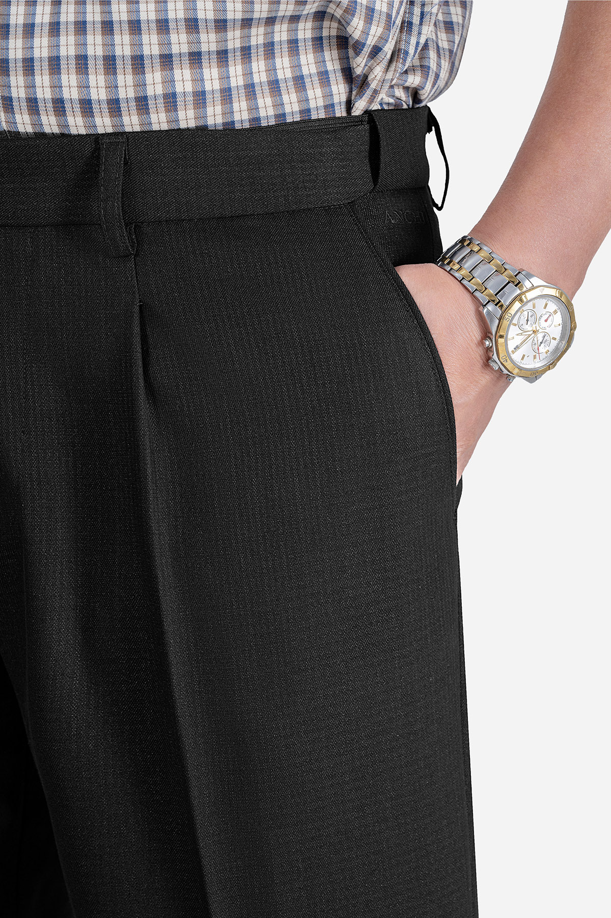 Quần Âu 1 Li Cạp Chun Ẩn Nam Trung Niên ANCHI Chất Liệu Cotton Viscose Cao Cấp Màu Đen_thumbnail_5