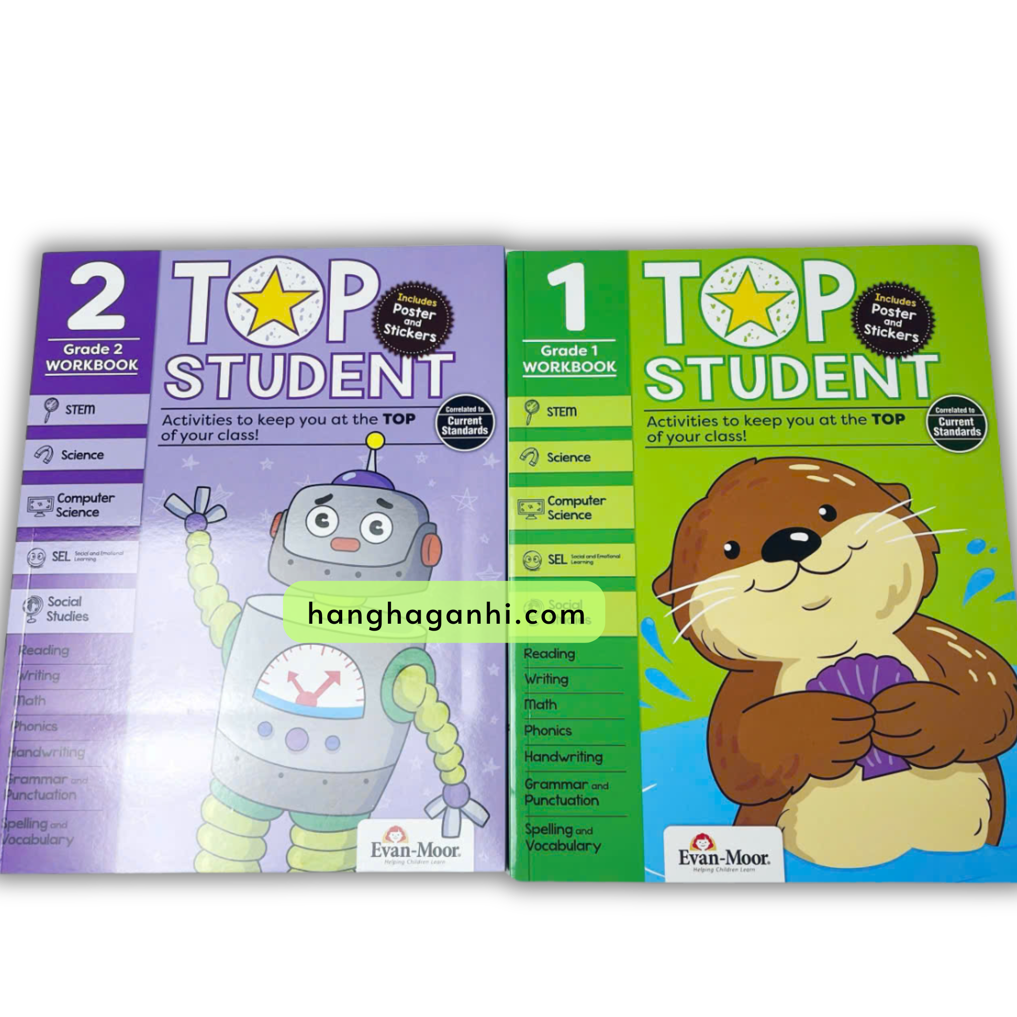 Top Student Grade 1, Grade 2 Workbook, Bộ 2 cuốn sách bài tập Lớp 1,2