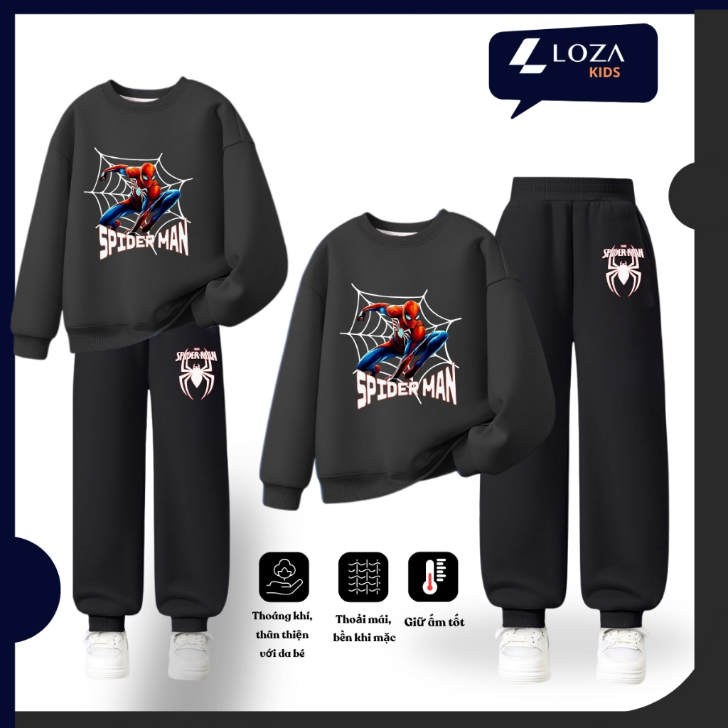 Set bộ nỉ bé trai in hình SPIDER MAN, người nhện - Loza Kids BI335_thumbnail_3