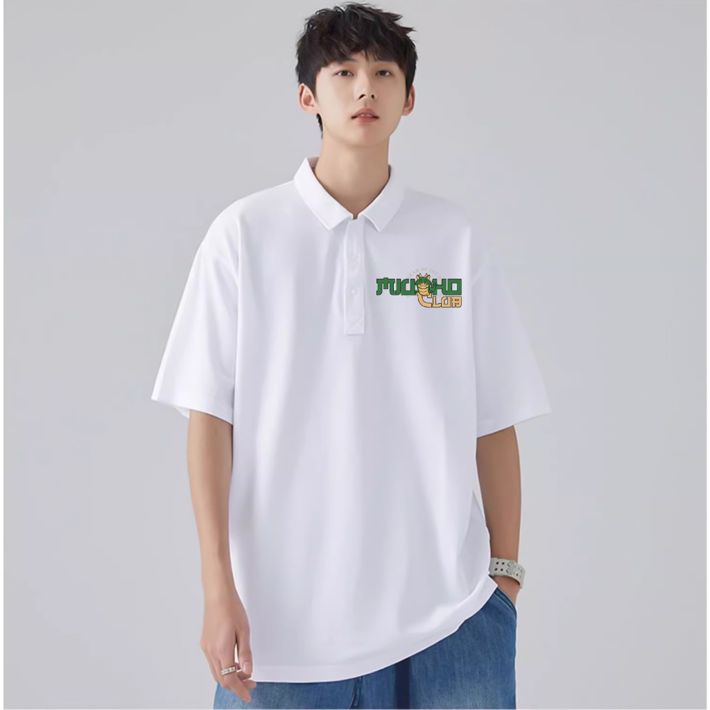 Áo polo form rộng nam basic nhiều màu PLD822 Miucho Man tay ngắn vải cotton Cổ trụ in typography_thumbnail_5