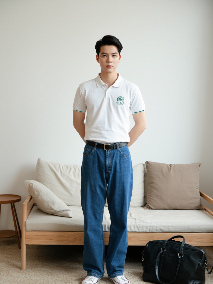 Áo polo nam form vừa PLCSD2408 Miucho Iconic phong cách basic chất liệu polyester bền nhẹ in mix_thumbnail_6