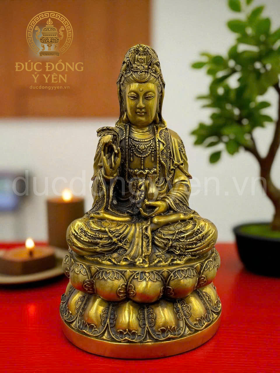 Tượng phật bà quan âm áo hoa cao 30cm 