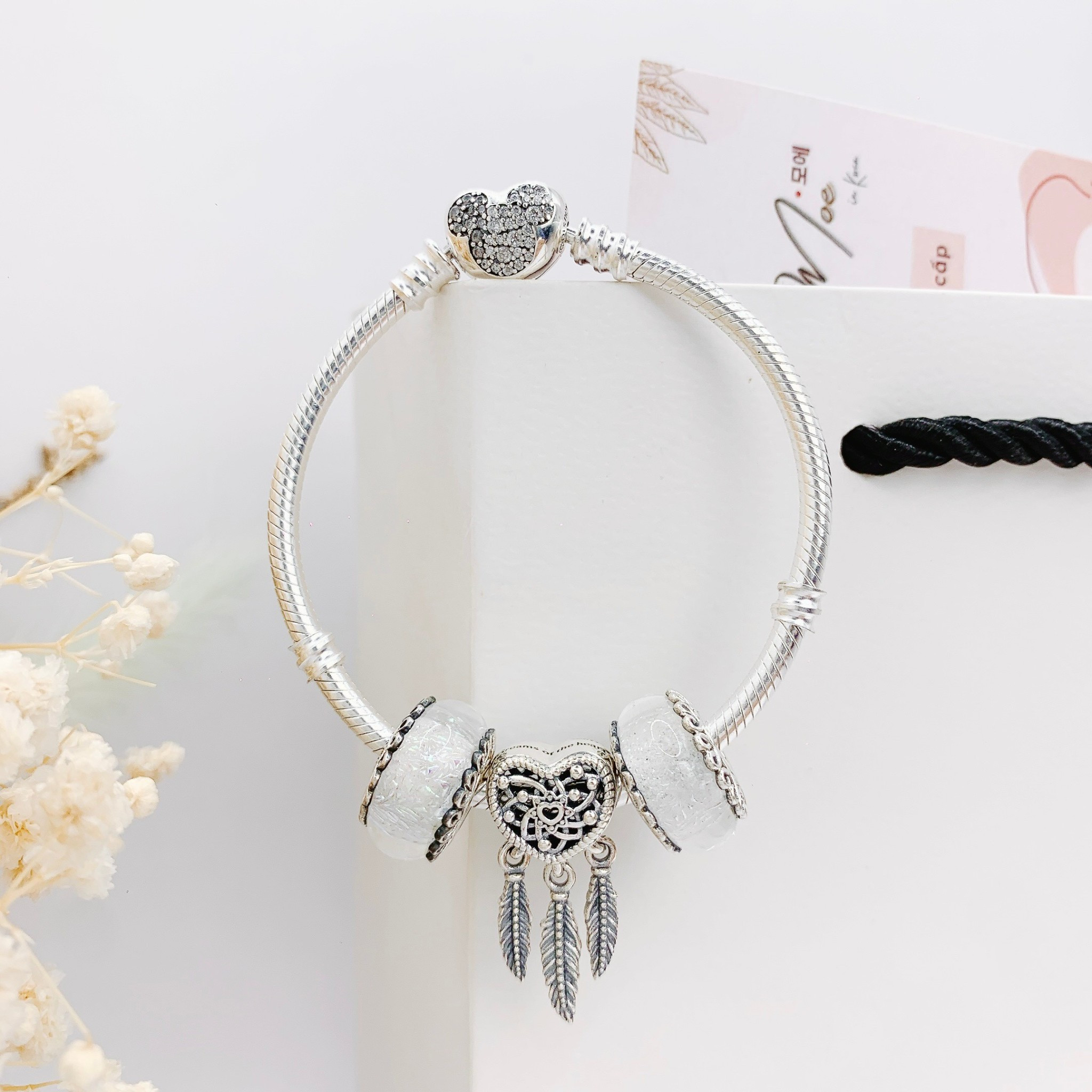 LT561 - Vòng Pandora dreamcatcher trắng mệnh Kim