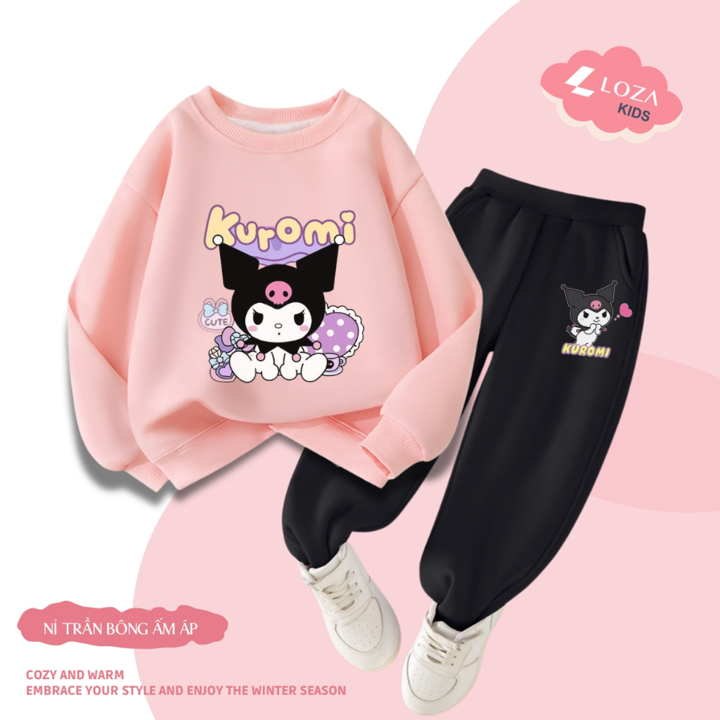 Set nỉ bé gái in hình Kuromi - Loza Kids BI308 BI308