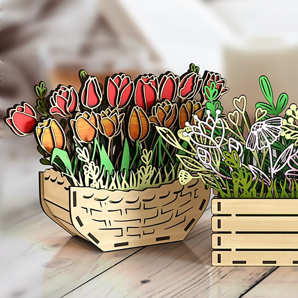 Chậu Hoa Bất Tử - Chậu hoa gỗ trang trí độc đáo, để bàn học, bàn làm việc. Hoa không bao giờ héo_thumbnail_0