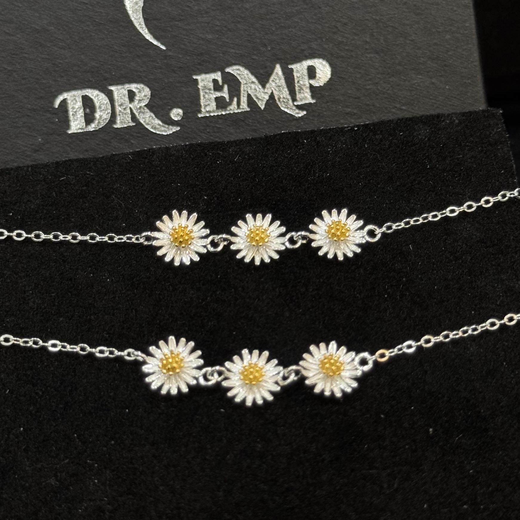 vòng tay bạc xi kim ba bông cúc trắng nhuỵ vàng_thumbnail_2