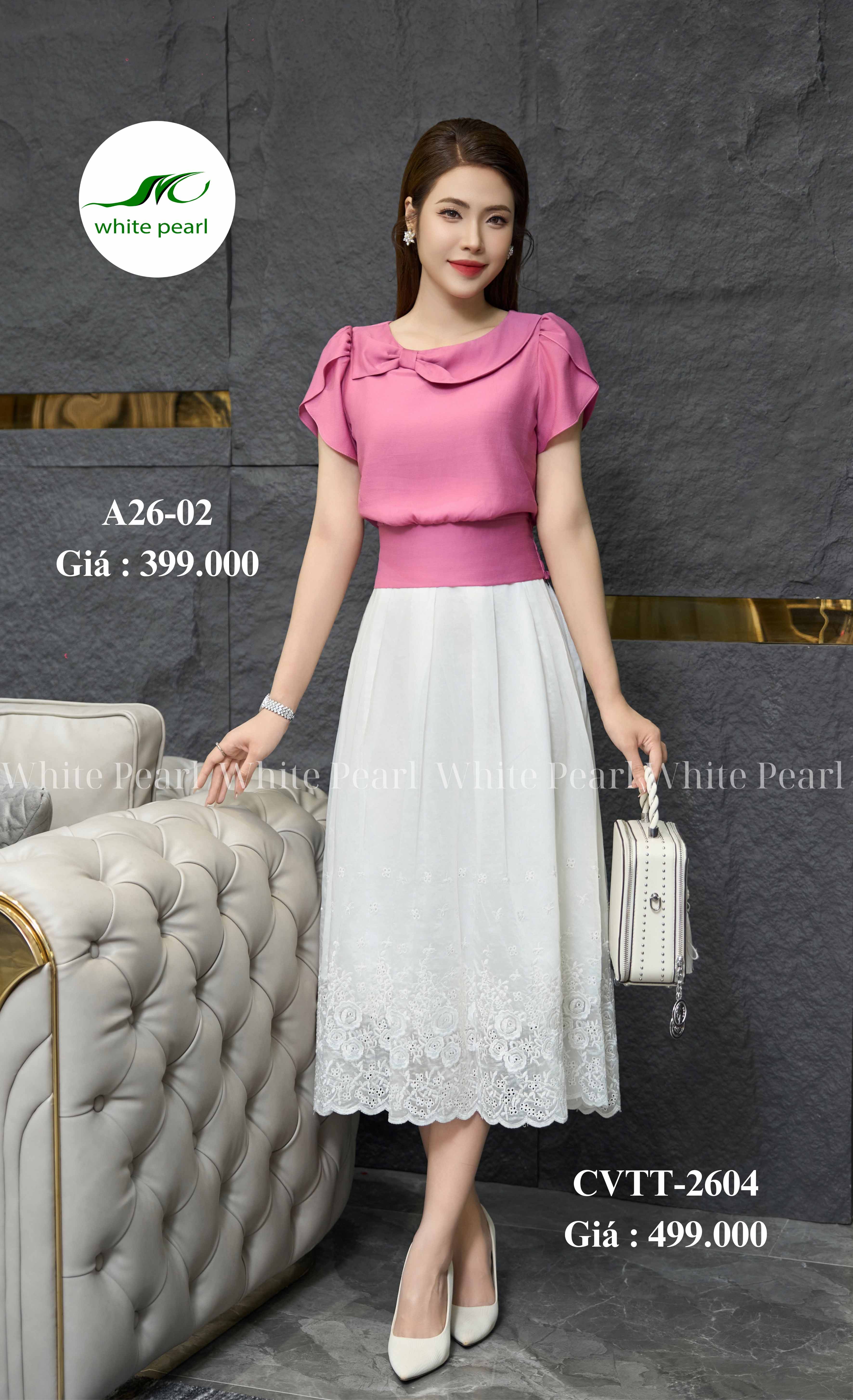 Chân váy thời trang xoè xếp ly thời trang công sở cao cấp nữ White Pearl