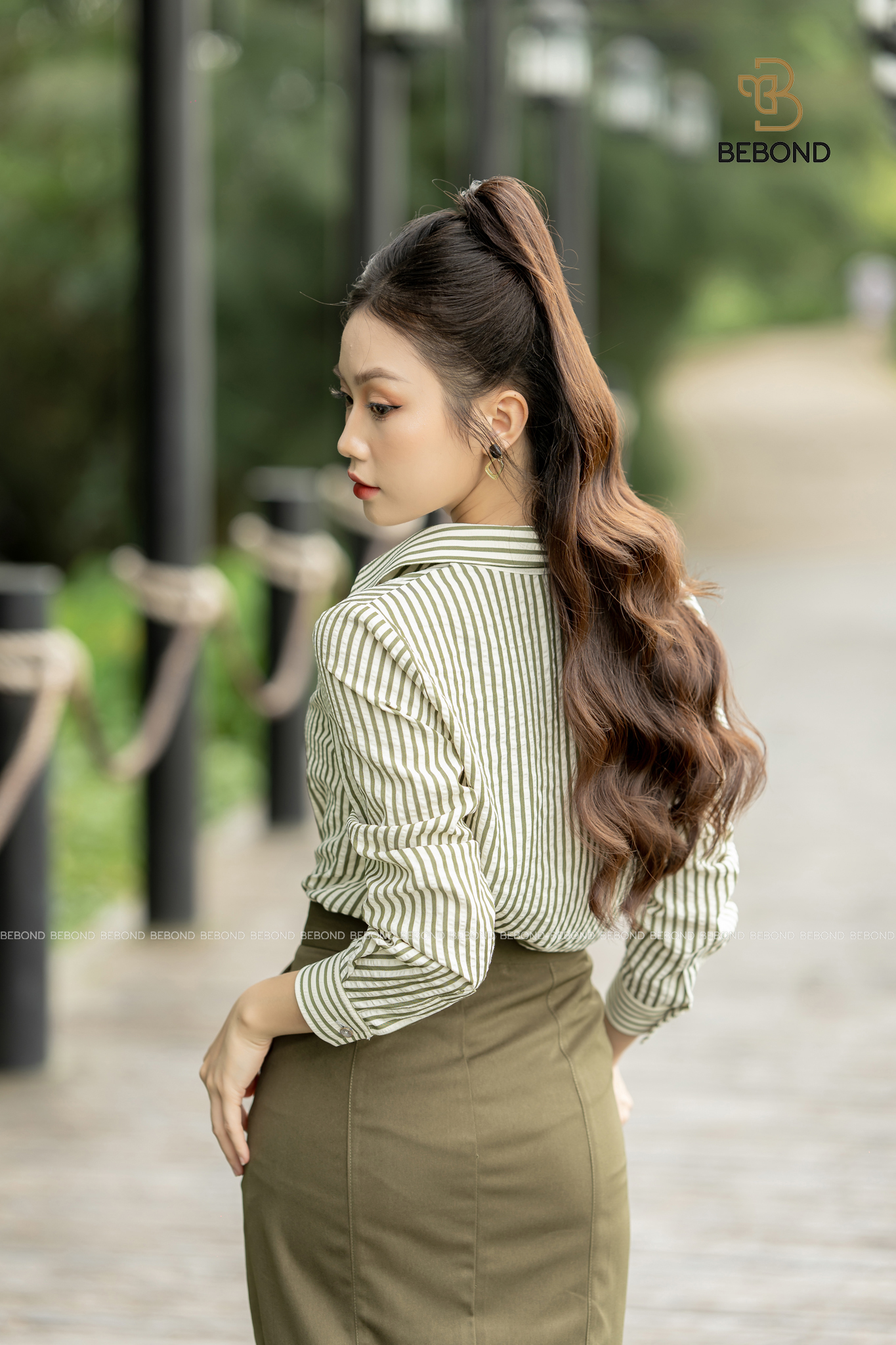 Set Áo sơ mi LOREL - Chân đầm xẻ xanh ALANA_thumbnail_4