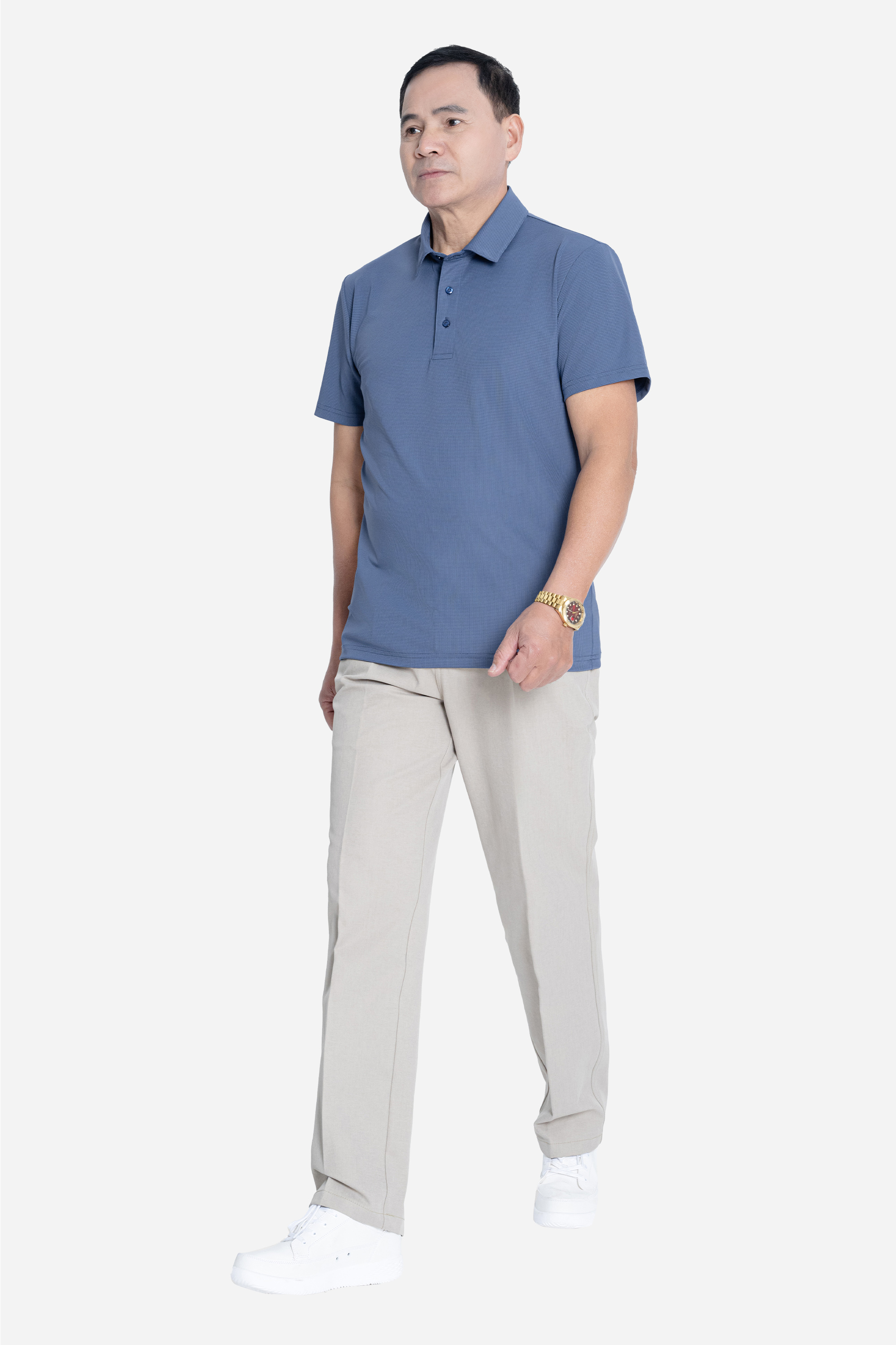 Áo Polo Nam Trung Niên ANCHI Chất Liệu Cotton Phom Suông Vạt Ngang Màu Nâu_thumbnail_14