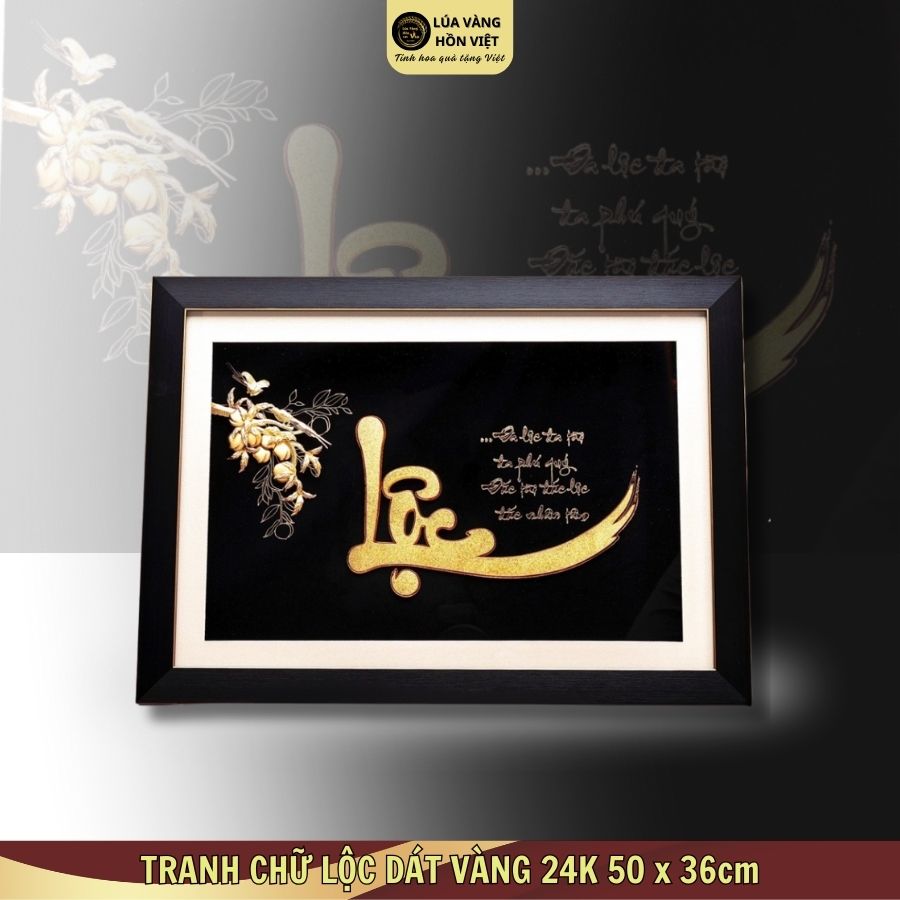 TRANH CHỮ LỘC DÁT VÀNG 24K 50x36cm_thumbnail_0