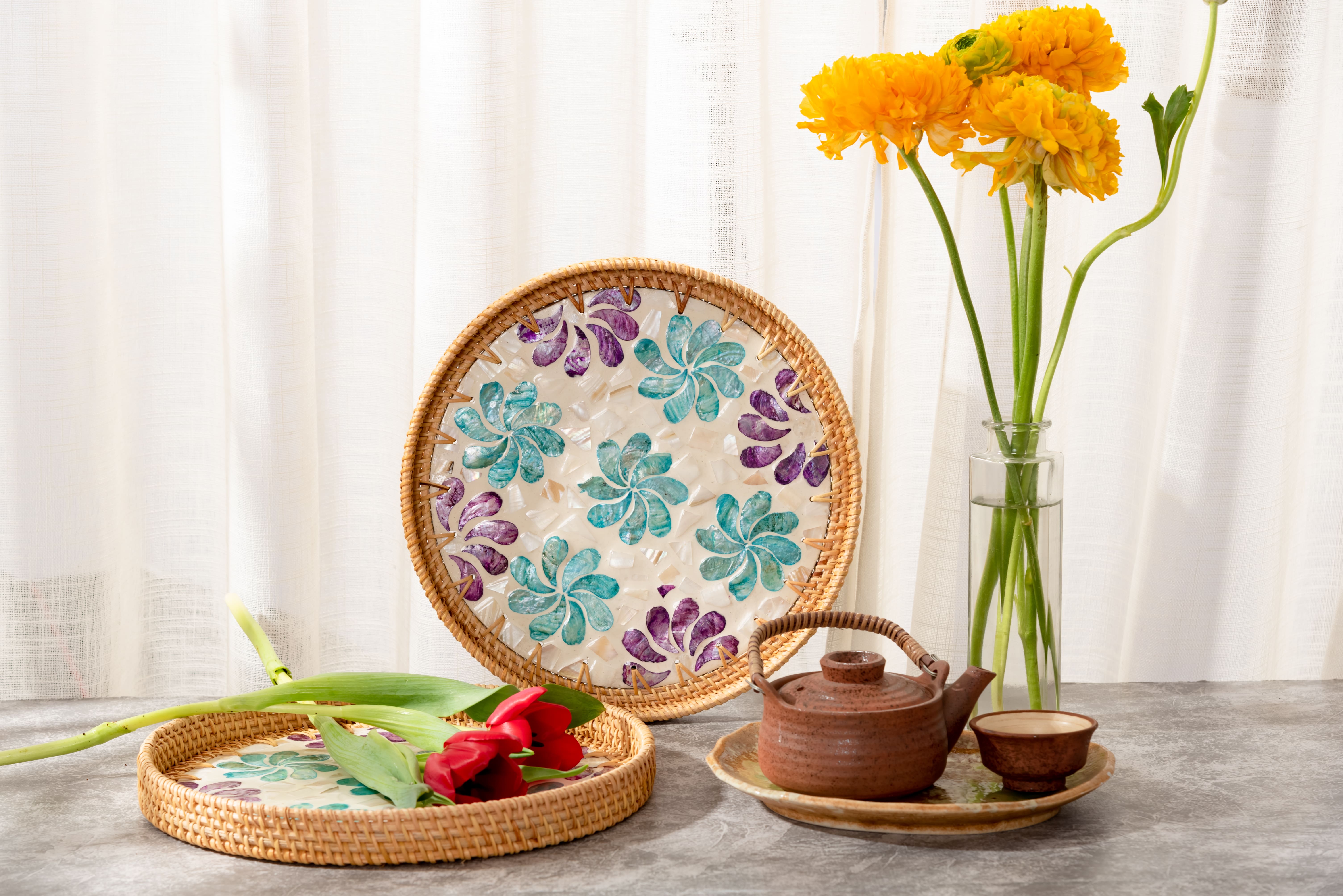 Mother Of Pearl Rattan Tray MD012_thumbnail_2