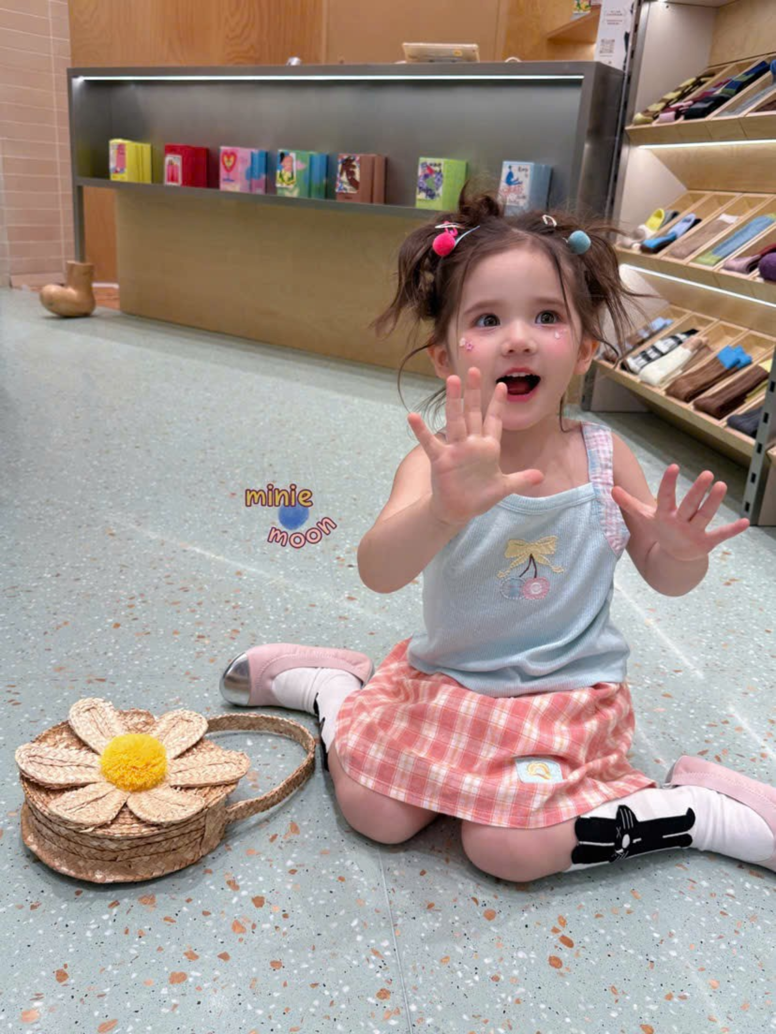 C175 - Chân váy caro cam dáng A hãng Minie Moon (Sz90-130)