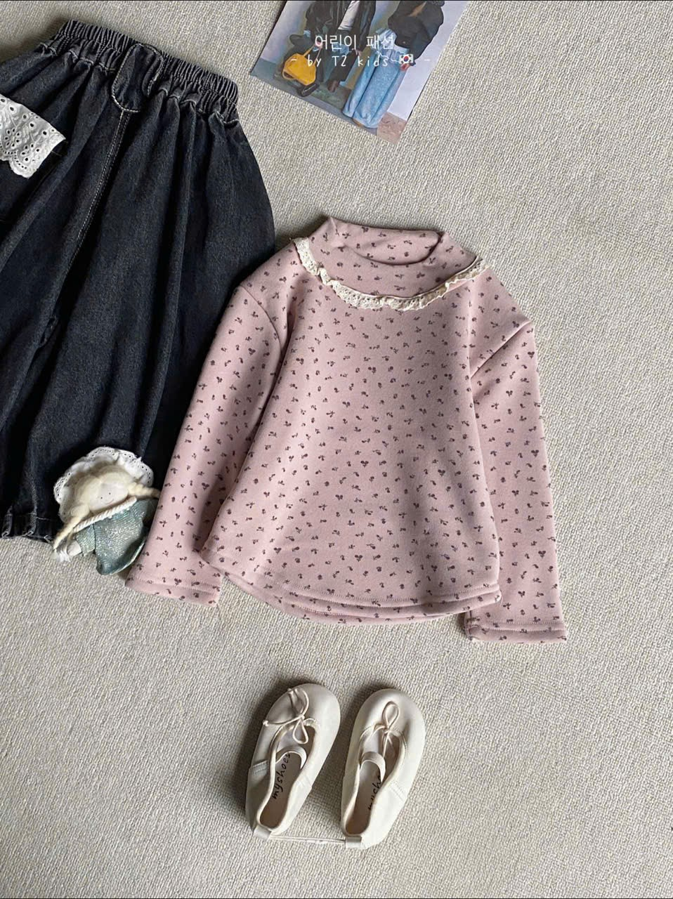 (G225) Áo giữ nhiệt màu hồng lót bông hoa nhí_thumbnail_0