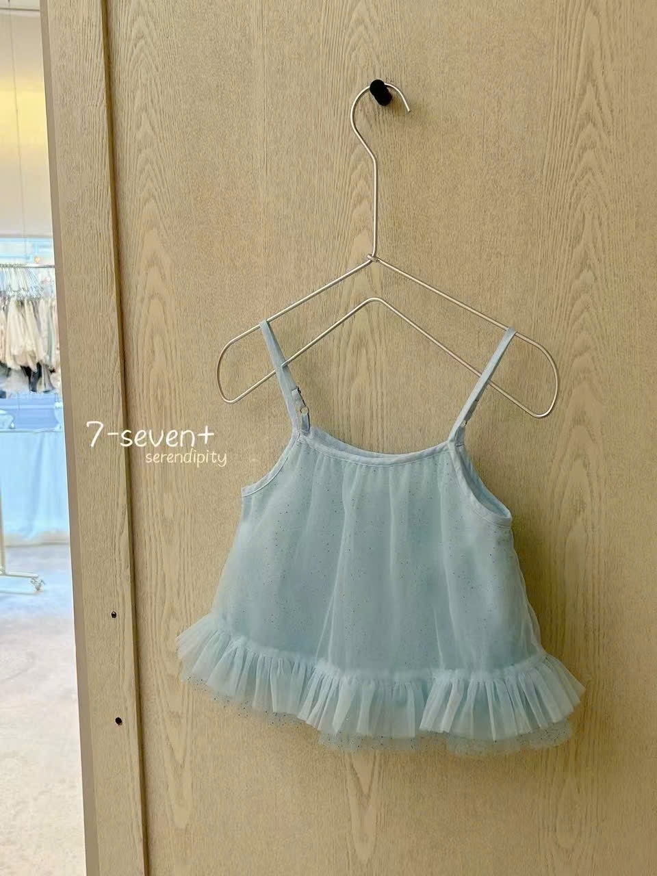 (H113) Áo 2 dây voan xanh hãng Seven_thumbnail_0