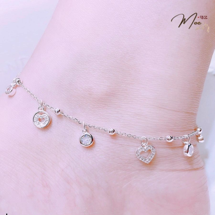 LC85- Lắc chân trái tim pha lê