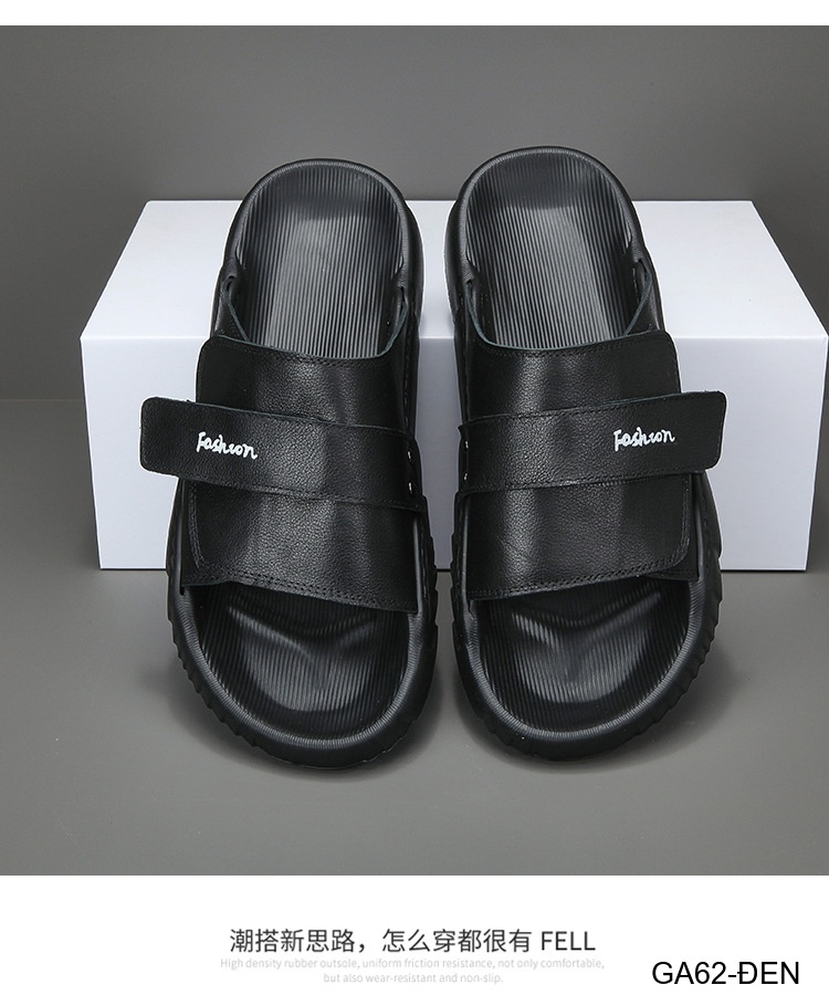 GA62 - Dép xỏ ngón nam phong cách Hàn, đế cao su êm ái, chất liệu da bò, 3 màu Trắng Xanh Lá Đen_thumbnail_22