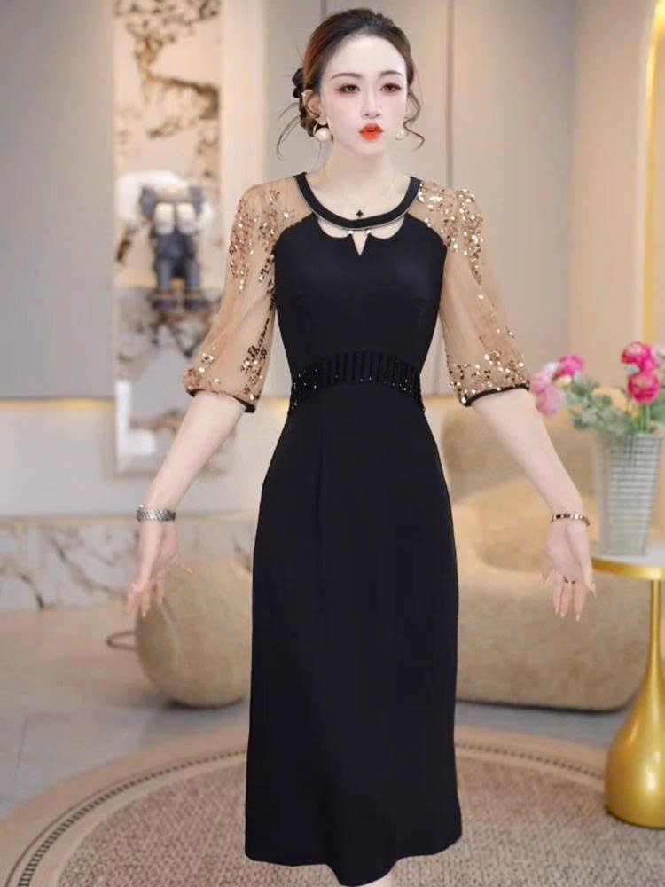 17459-Đầm body suông phối tay voan lở viền tua rua (thun nhật,voan)_thumbnail_0