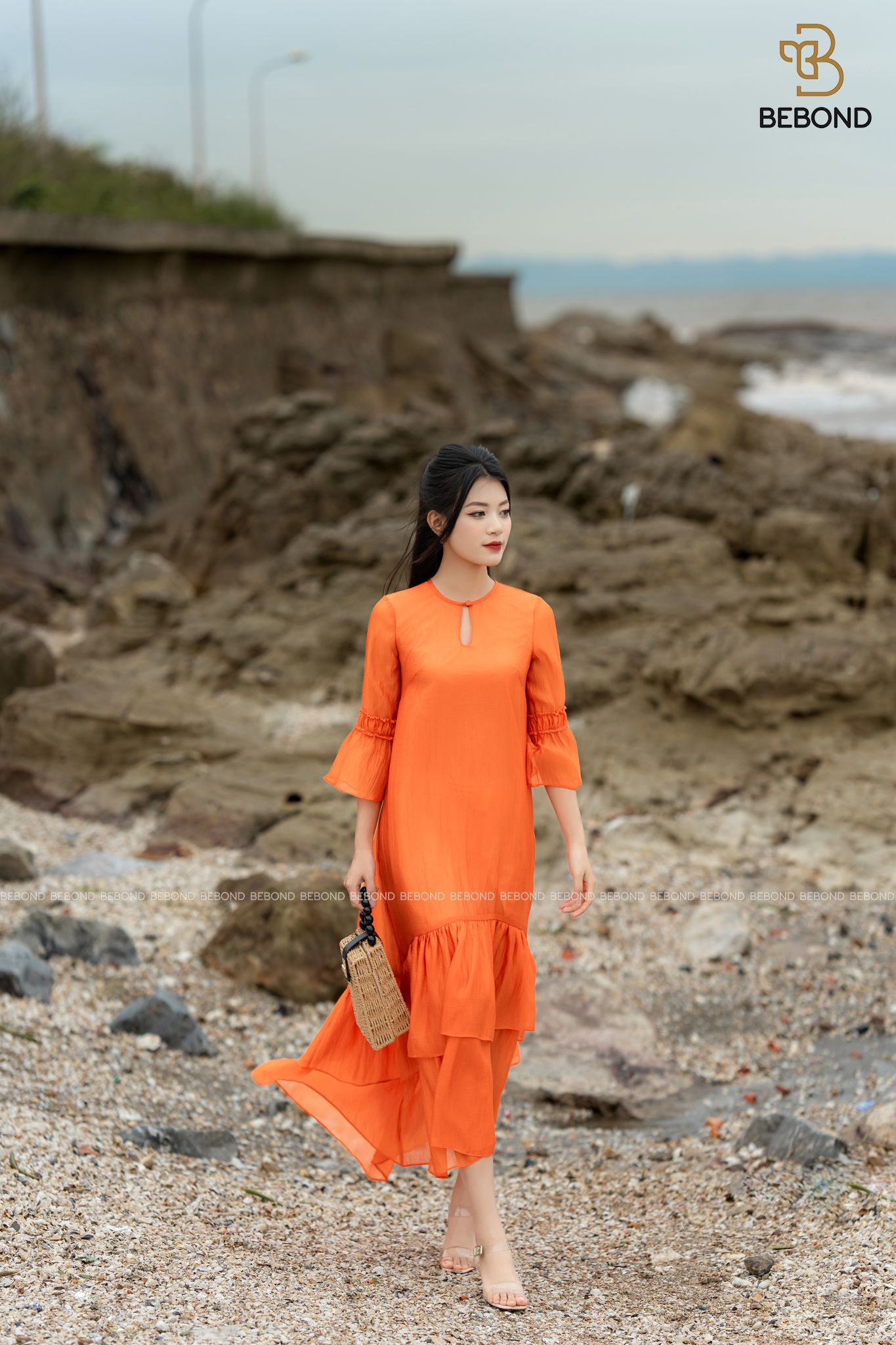 ĐẦM SUÔNG BÈO CHÂN MÀU CAM- VIVIAN DRESS_thumbnail_4