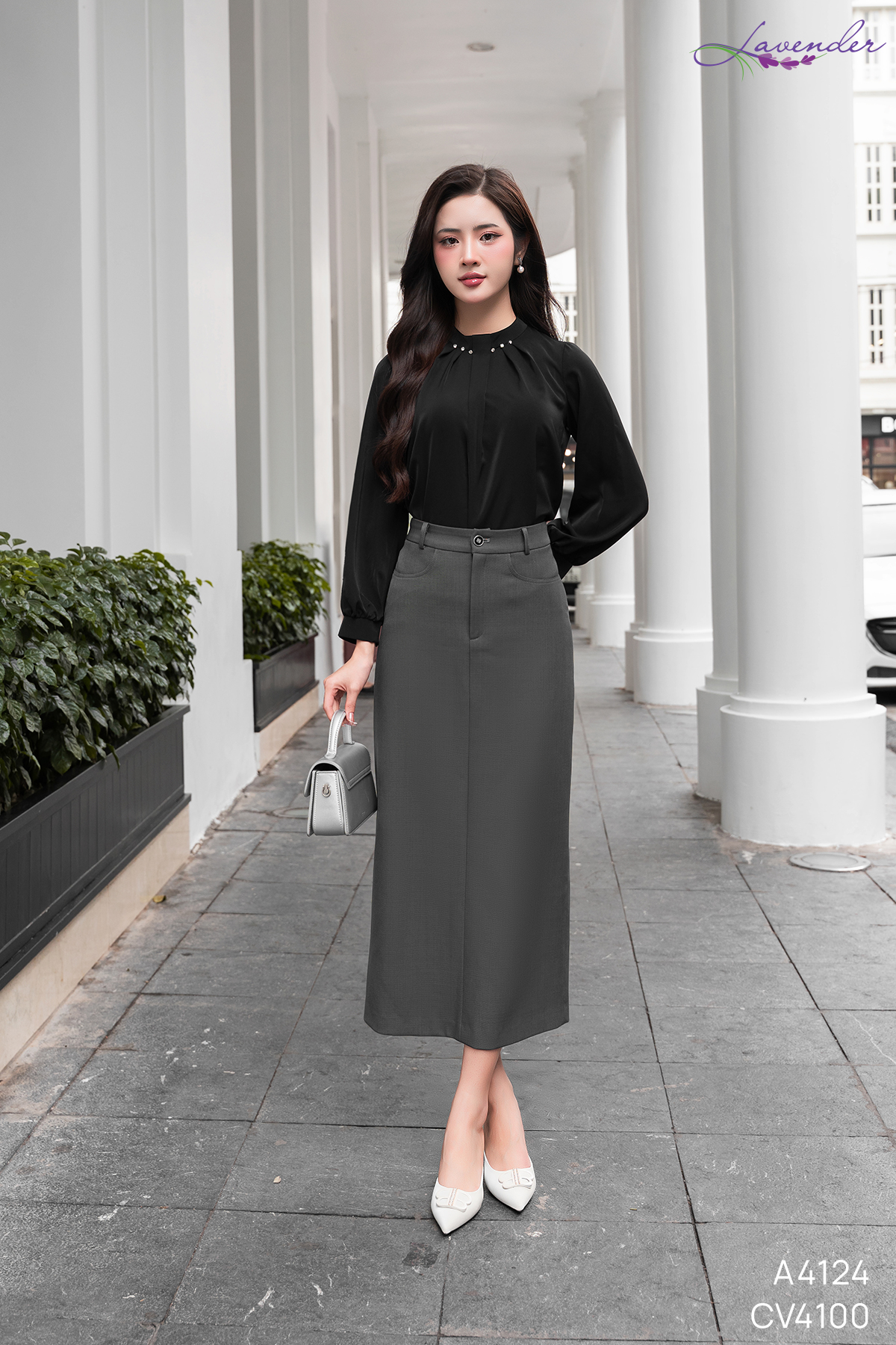 Áo sơ mi cổ trụ tay dài 2 màu xanh ngọc, đen A4124_thumbnail_6