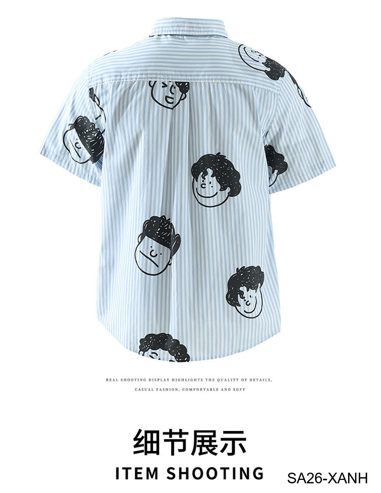 SA26 - Áo sơ mi nam tay ngắn họa tiết mặt cười phong cách Nhật Bản, chất cotton mềm mại, form rộng thoải mái_thumbnail_15