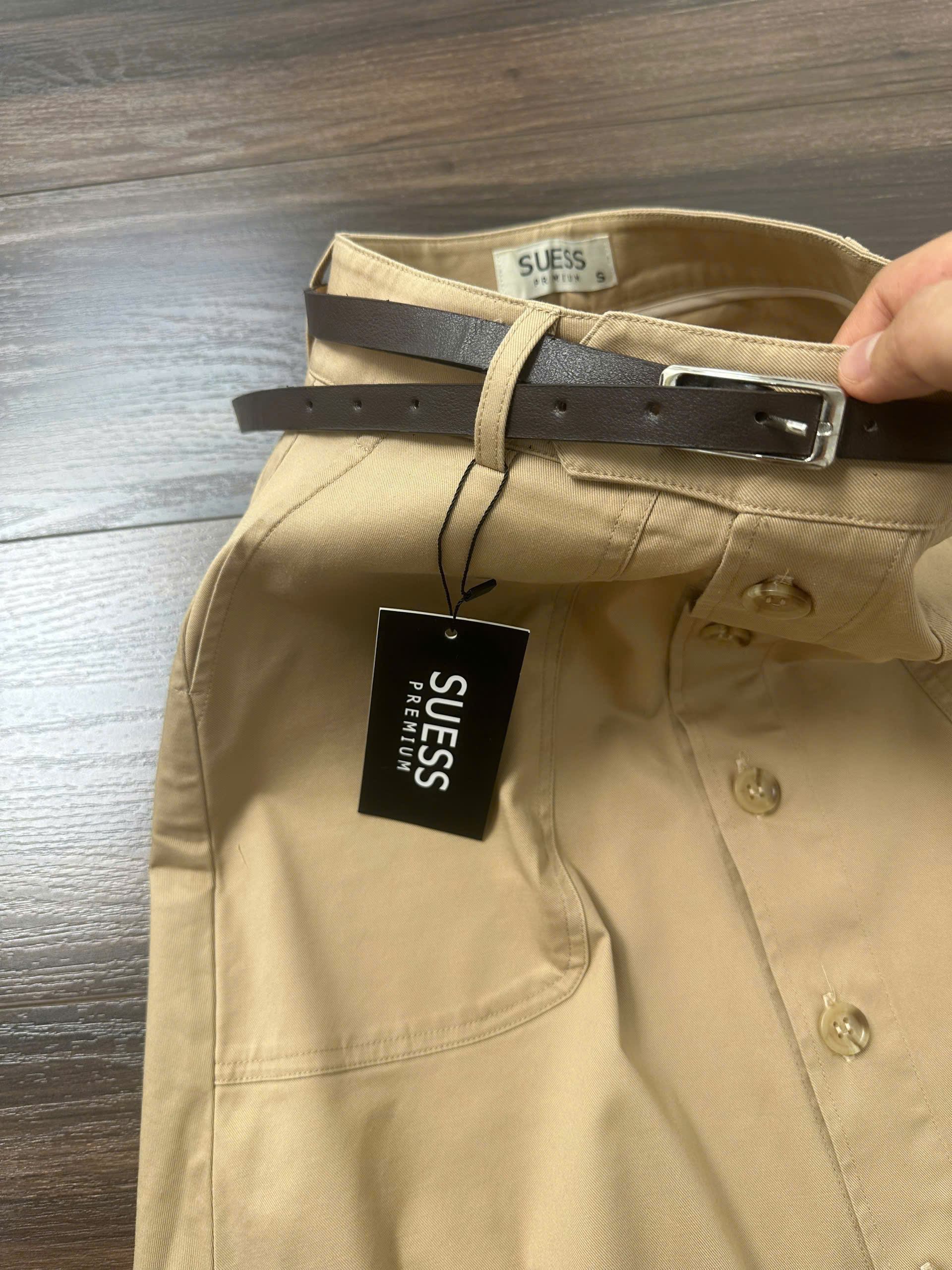 Chân váy dài Coton Q kaki kèm belt_thumbnail_5